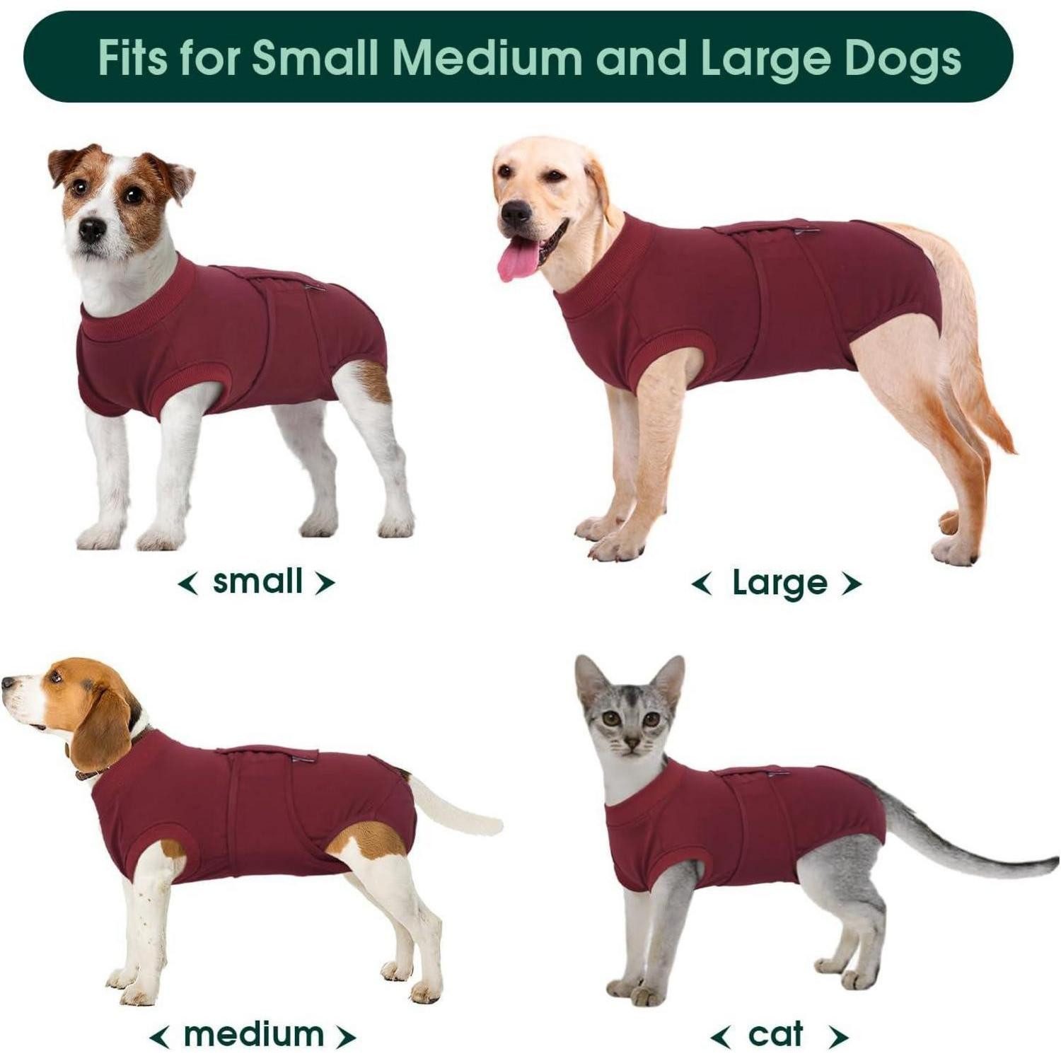 LuxusKollektion OP-Body Hundebody OP Schutzanzug Kastration Antileck XXL (1er Pack) Dunkelrot