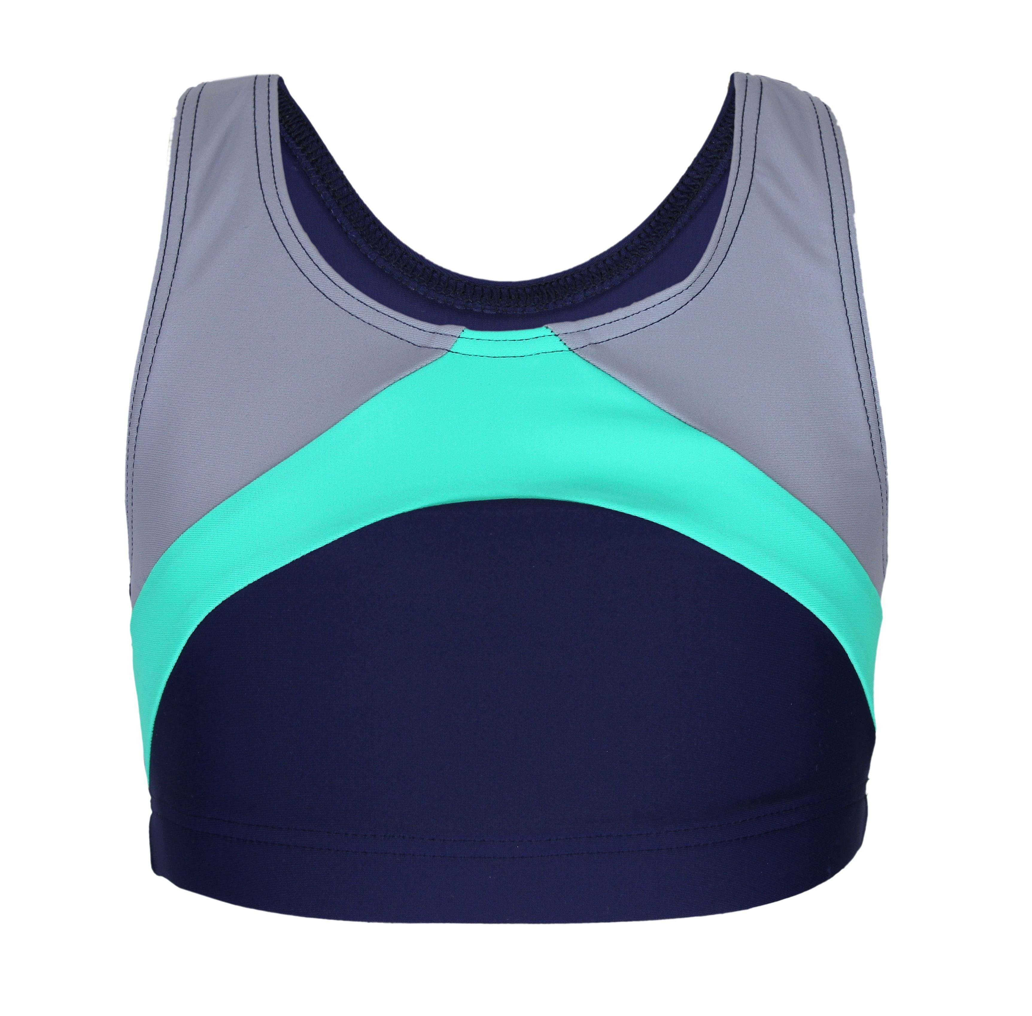 Aquarti Meisjes Sport Bikini Racer Bustier & Zwembroek, Donkerblauw/blauw, 134