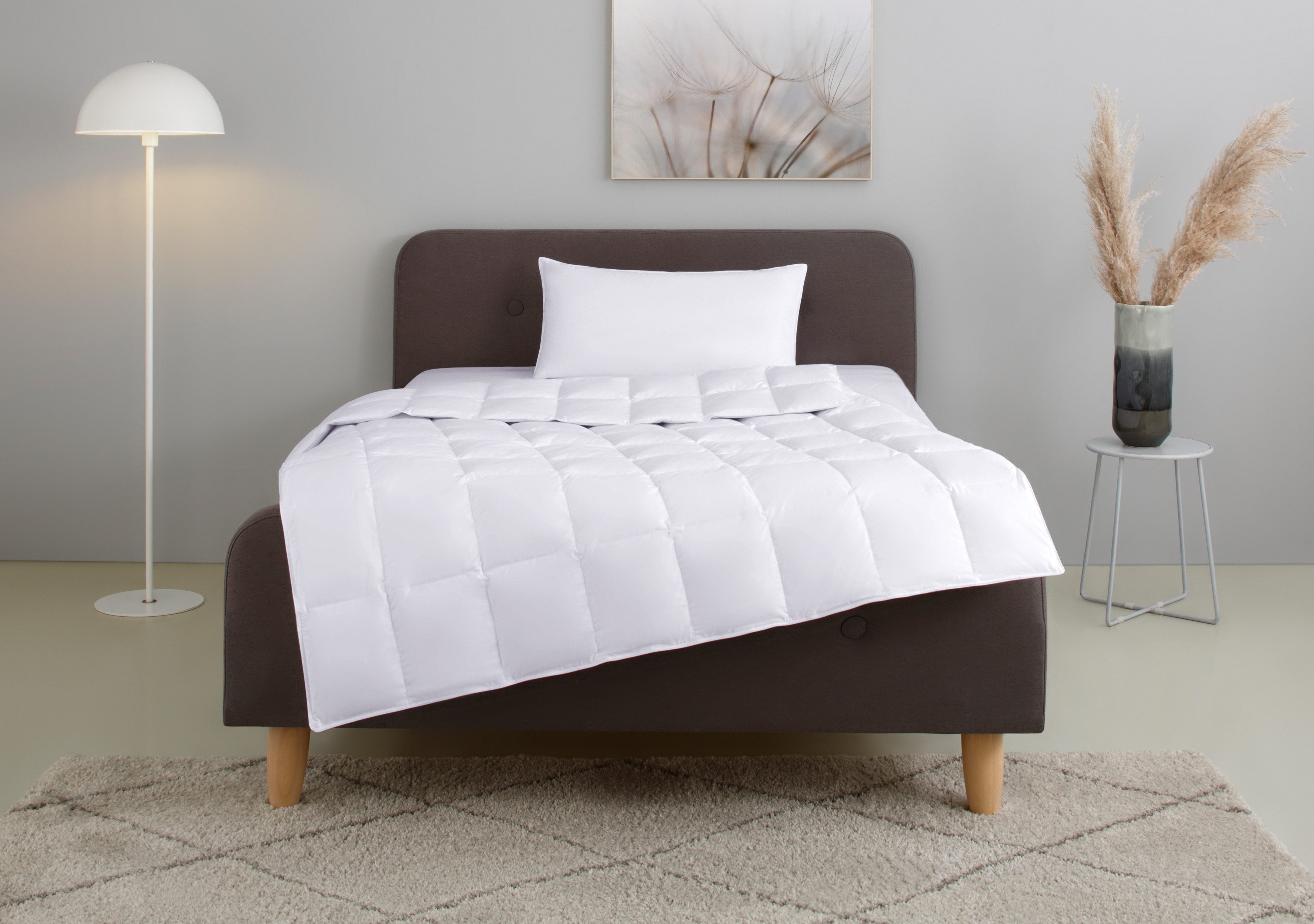 OTTO home Federbettdecke + Kopfkissen Irah Bettdecke 135x200 cm, 155x220 cm, Bezug: 100% Baumwolle, Set mit Kissen 80x80 cm, Sommer, …