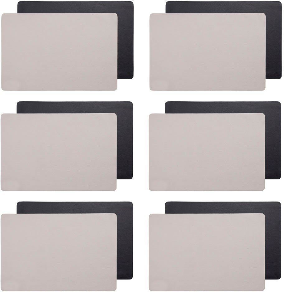 Platzset, two tone, Zeller abwaschbar, beige / 30x45 6-St), wendbar (Set, cm, schwarz Present