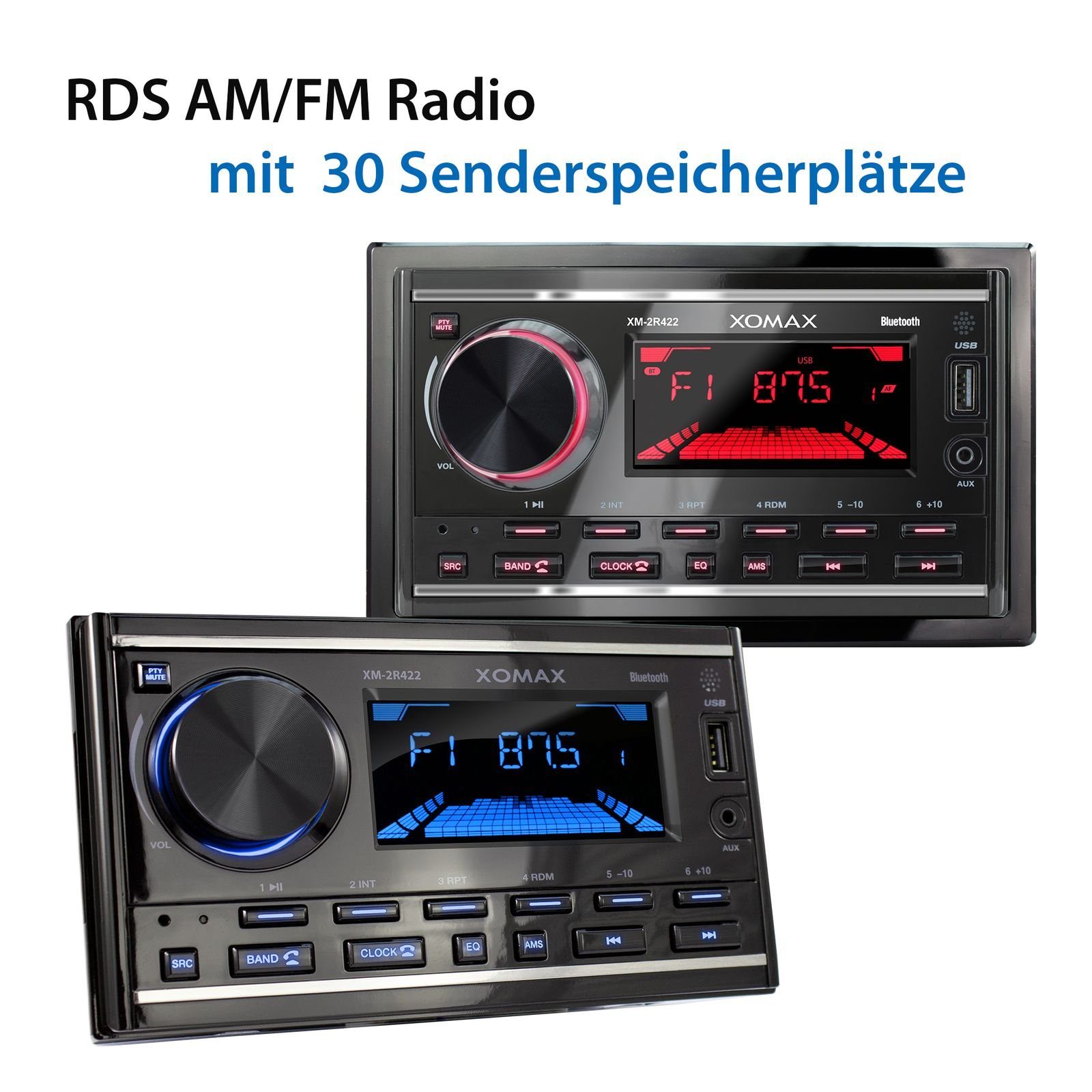 2 mit Autoradio DIN Autoradio Bluetooth AUX-IN, XOMAX Freisprecheinrichtung, USB,