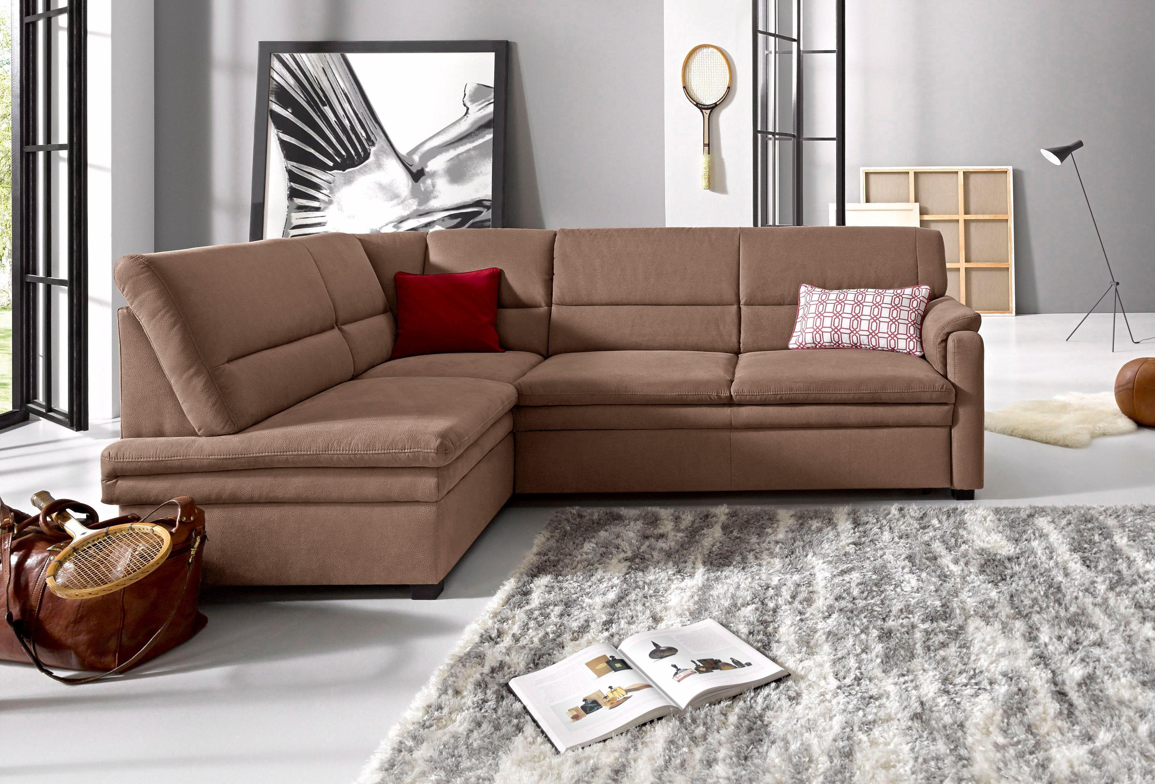 sit&more Ecksofa "Pisa L-Form", mit Federkern, wahlweise mit Bettfunktion günstig online kaufen