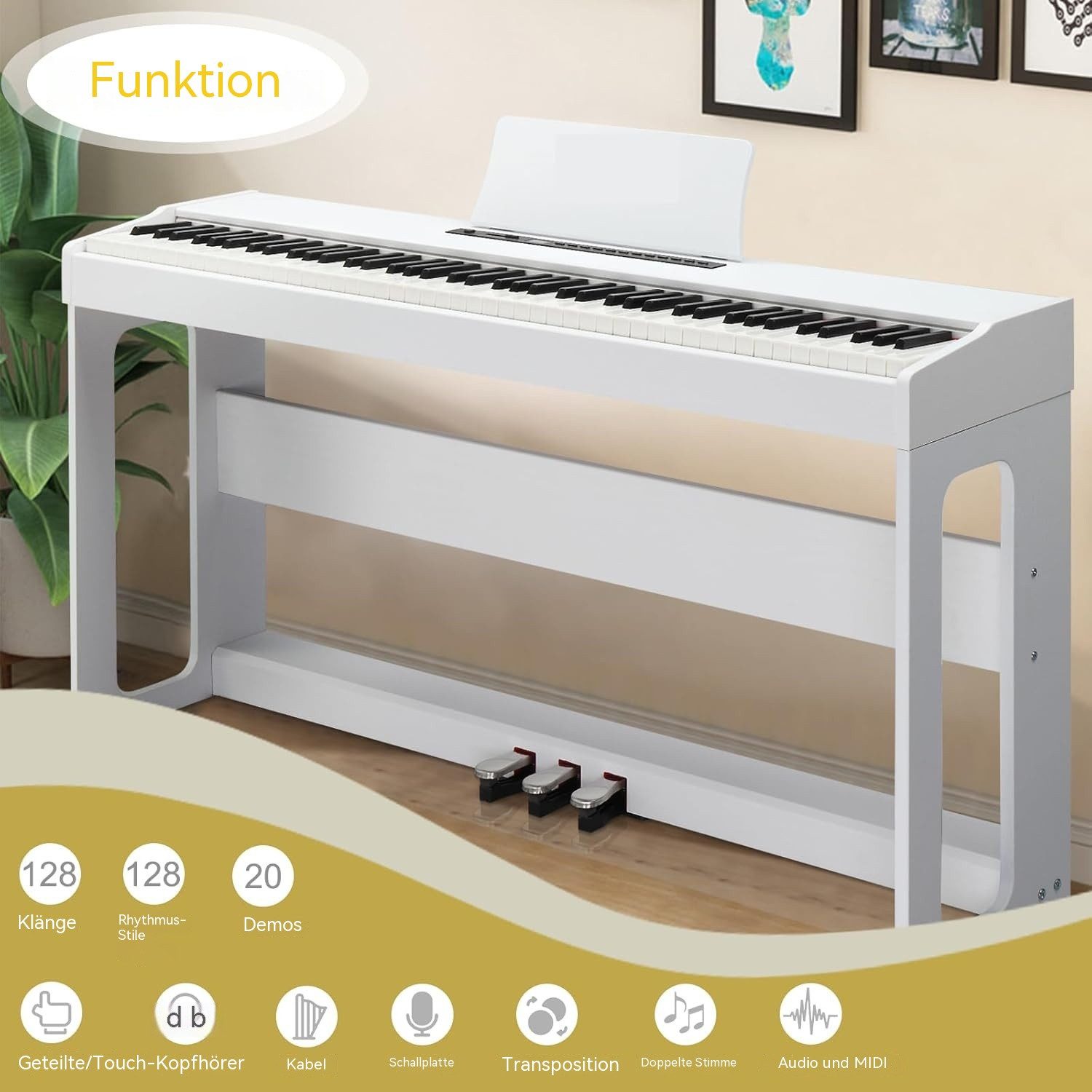 LALAHO Digitalpiano GDP-104/A-815 Elektro Klavier Digital E-Piano,Dual Bluetooth, Digital E-Piano mit 88 Tasten Hammermechanik 128 Rhythmen