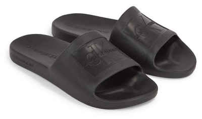 Calvin Klein Jeans SLIDE MONOGRAM DEBOSSED EVA Badepantolette, Sommerschuh, Poolslides, Schlappen, schmale Form