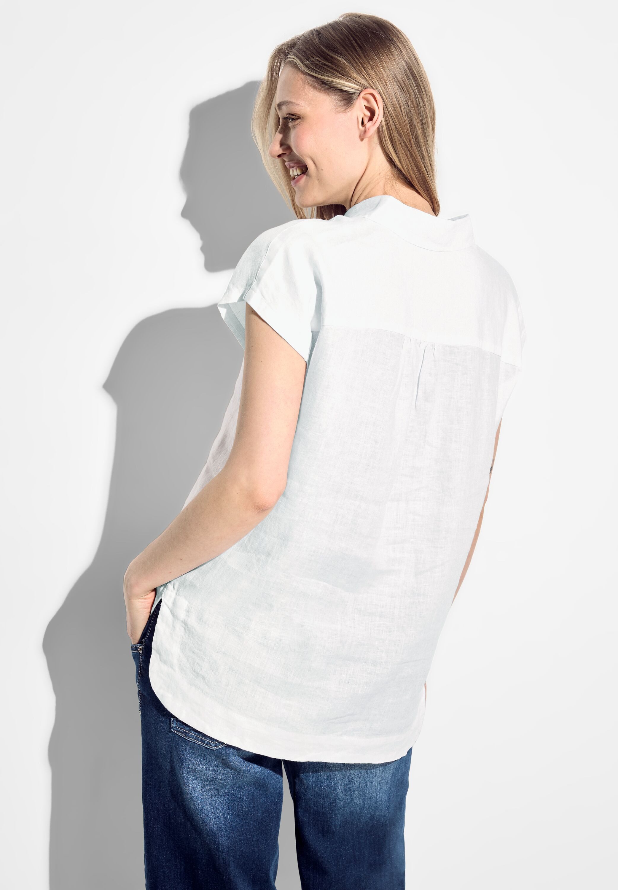 CECIL Kurzarmbluse in Unifarbe