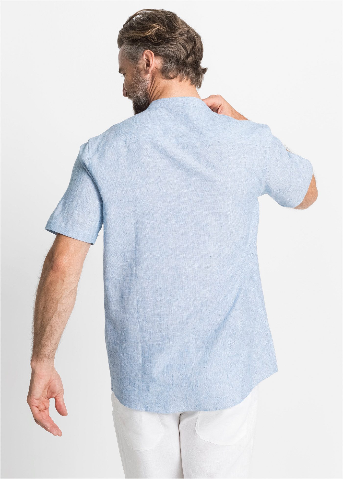 bonprix Kurzarmhemd Regular fit, aus Leinen-Baumwolle-Mix, mit Stehkragen
