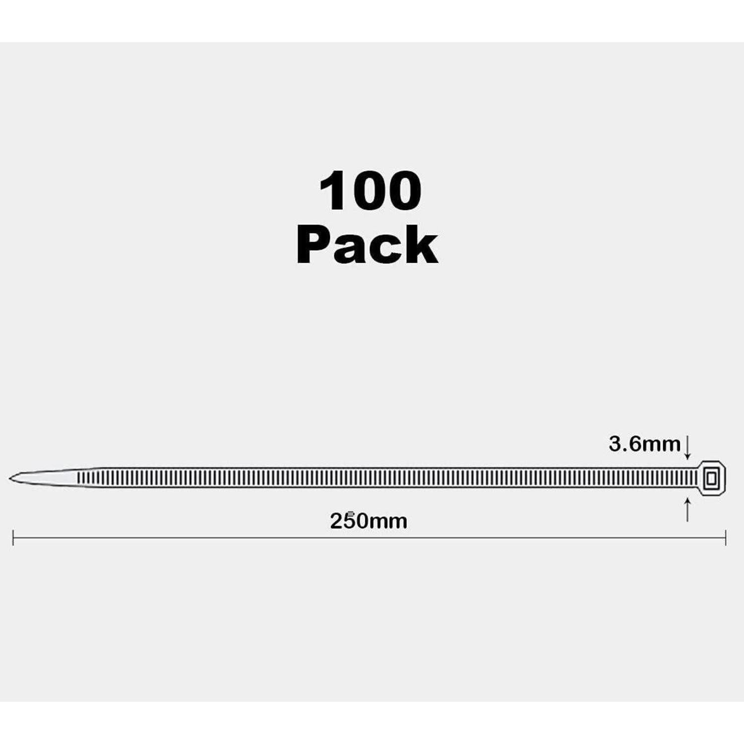 LuxusKollektion Kabelbinder Kabelbinder Schwarz 250mm Nylon 100er UV-Beständig