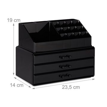 relaxdays Make-Up Organizer Make Up Organizer mit 3 Schubladen, Schwarz