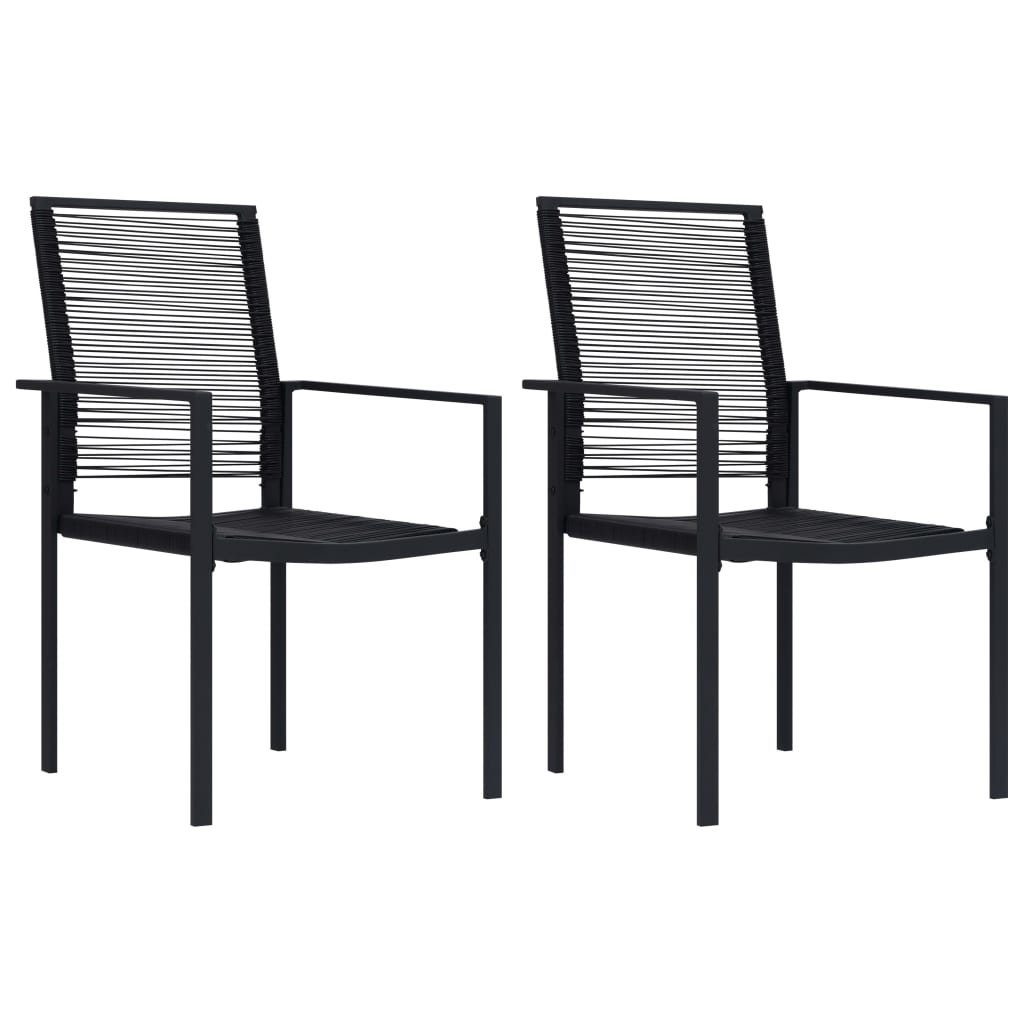 furnicato Gartenstuhl Gartenstühle aus PVC-Hohlrattan und Stahl 60 x 55 x 90 cm Schwarz (2 St), Wasserbeständige Sitzgruppe mit komfortabler Rückenlehne im Set