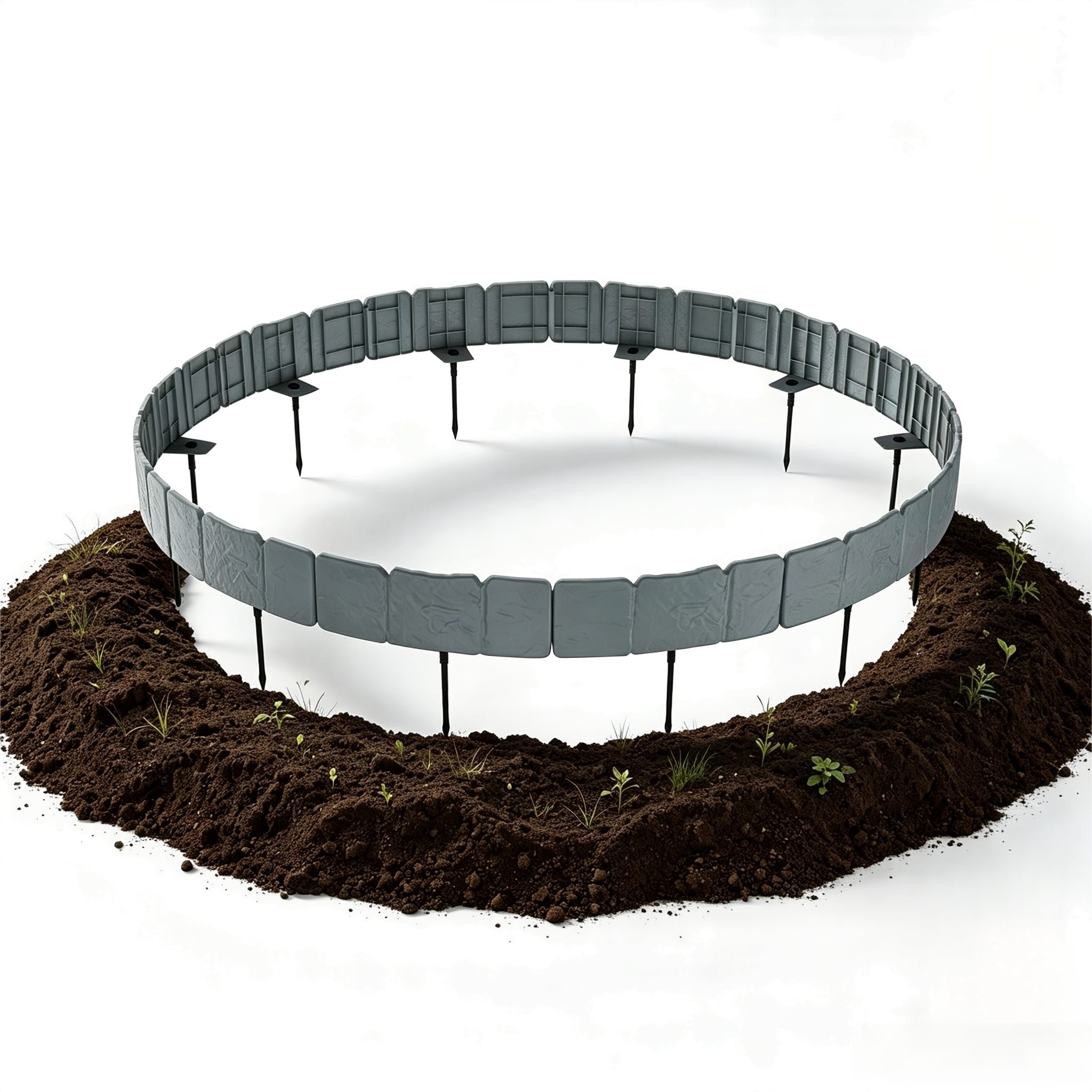 FIVMEN Rasenkante Beeteinfassung Kunstoff mit Bodenspikes Mähkante Palisade, für Blumen Gartenzaun Pro Stück 25x10cm (L x H)