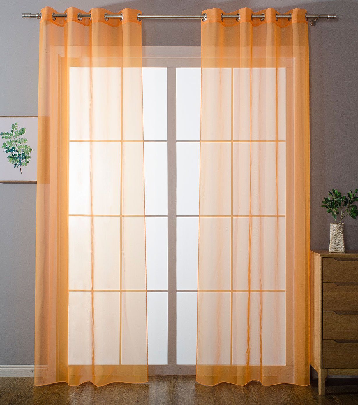 Gardinenbox Gardine (2 St), Ösen, transparent, Voile