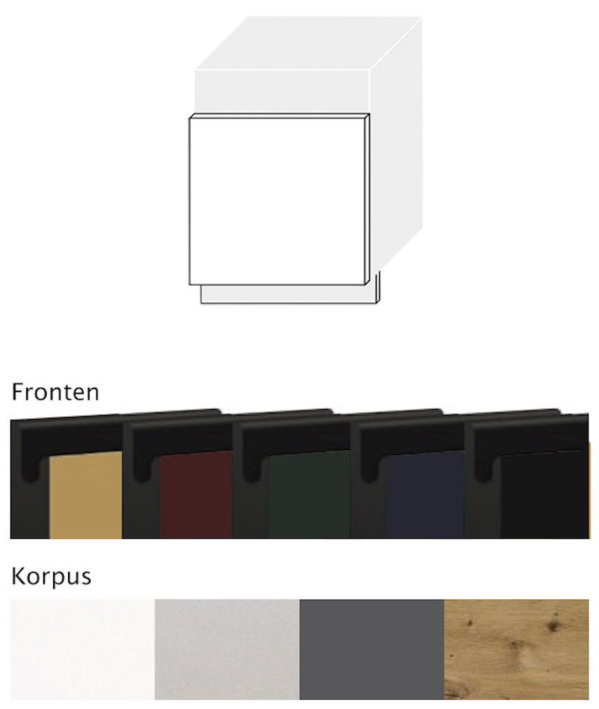Sockelfarbe wählbar matt teilintegriert naviblau Sockelblende und super grifflos Velden, Front- Feldmann-Wohnen 60cm
