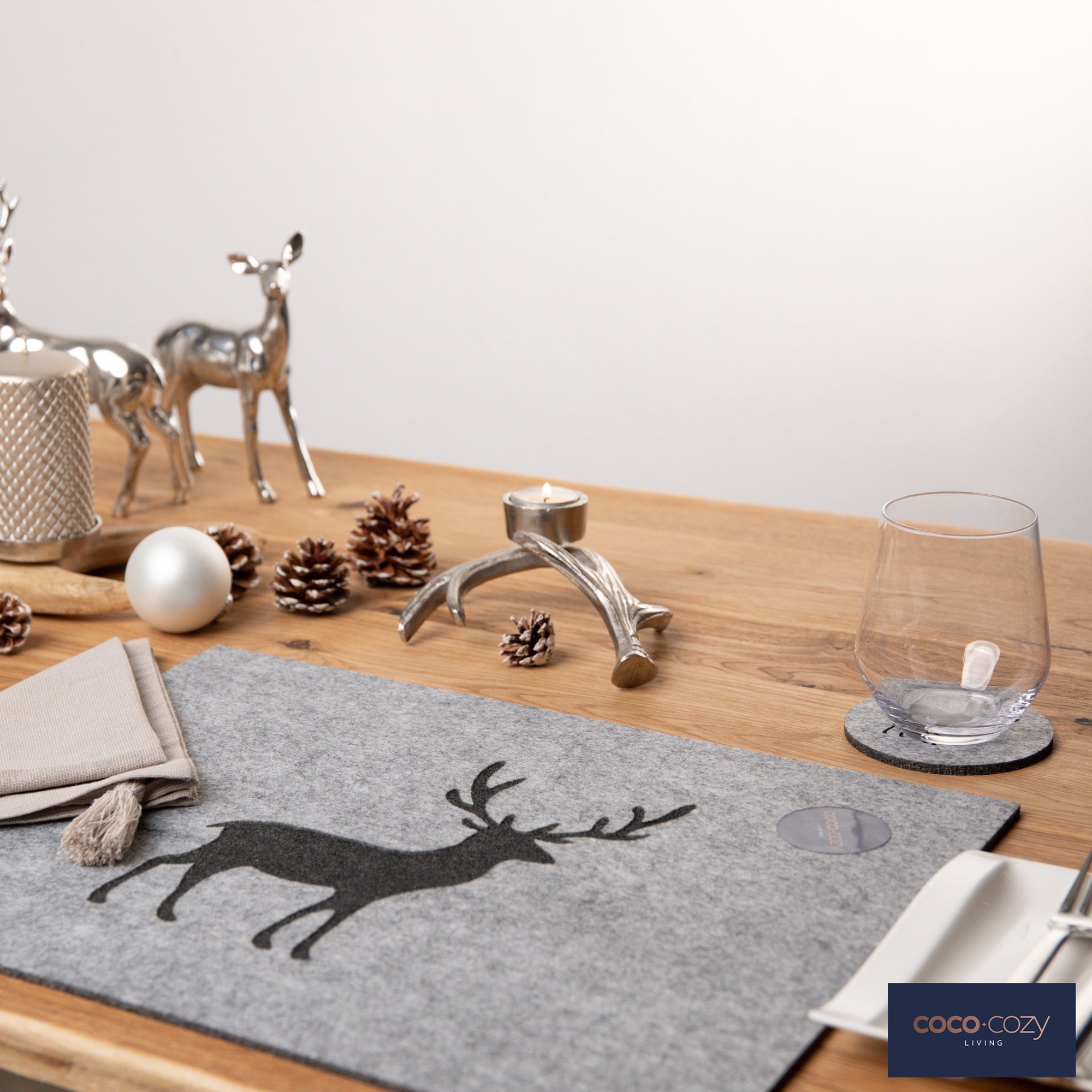 Candini Platzset Tischset "Kitzbühel", Quadrat, grau, günstig online kaufen