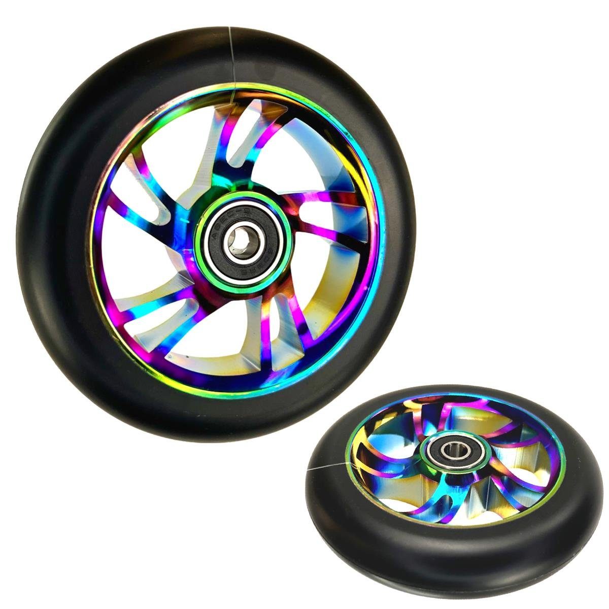 Double Five 55 Stuntscooter Double Five StuntScooter Rollen Spoked 110mm Rainbow Neochrom 2er Pack