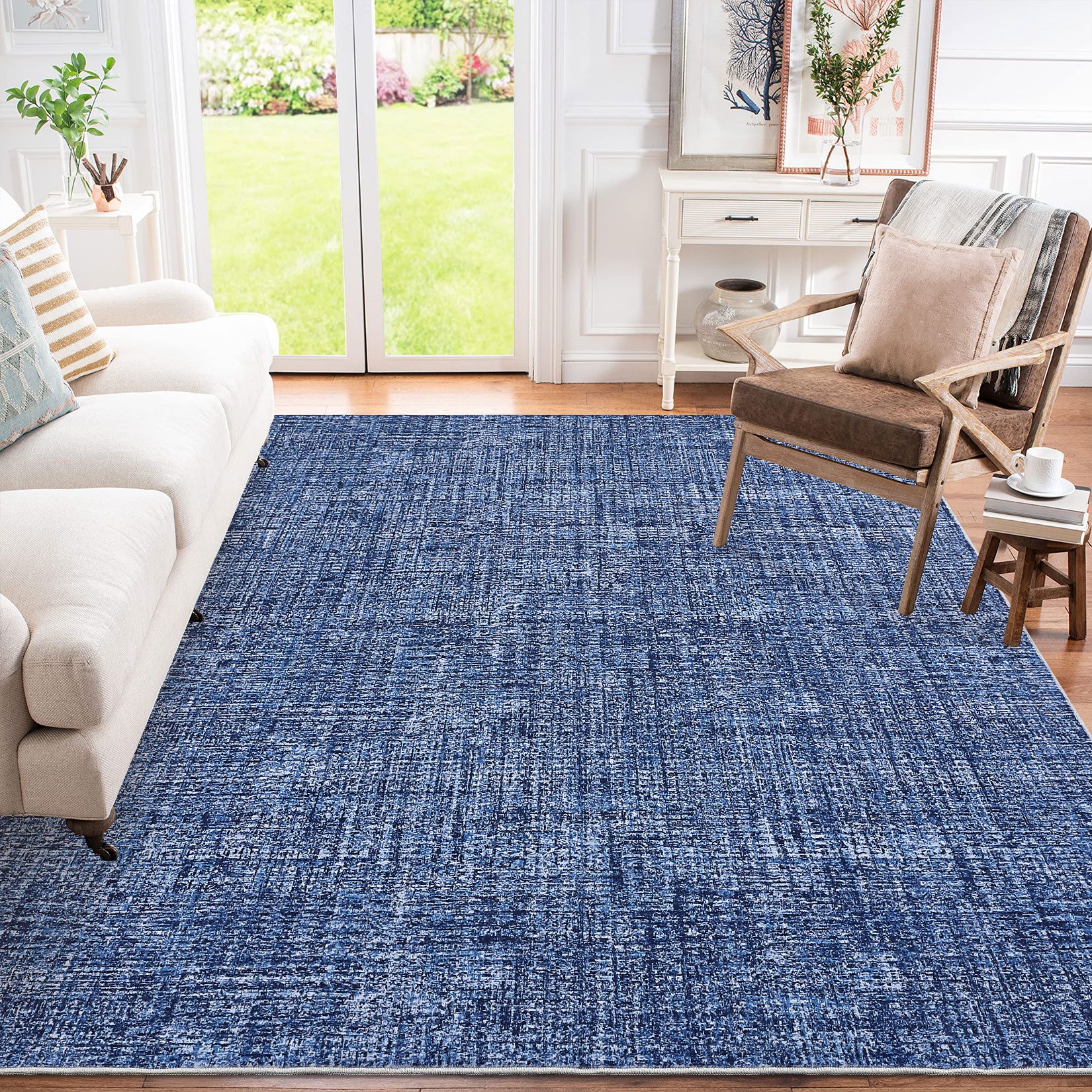 GarveeMore Veloursteppich Designteppich Maschinenwaschbarer Teppich – flachfloriger Läufer, Moderner Teppich pflegeleicht, rutschfest, schmutzabweisend