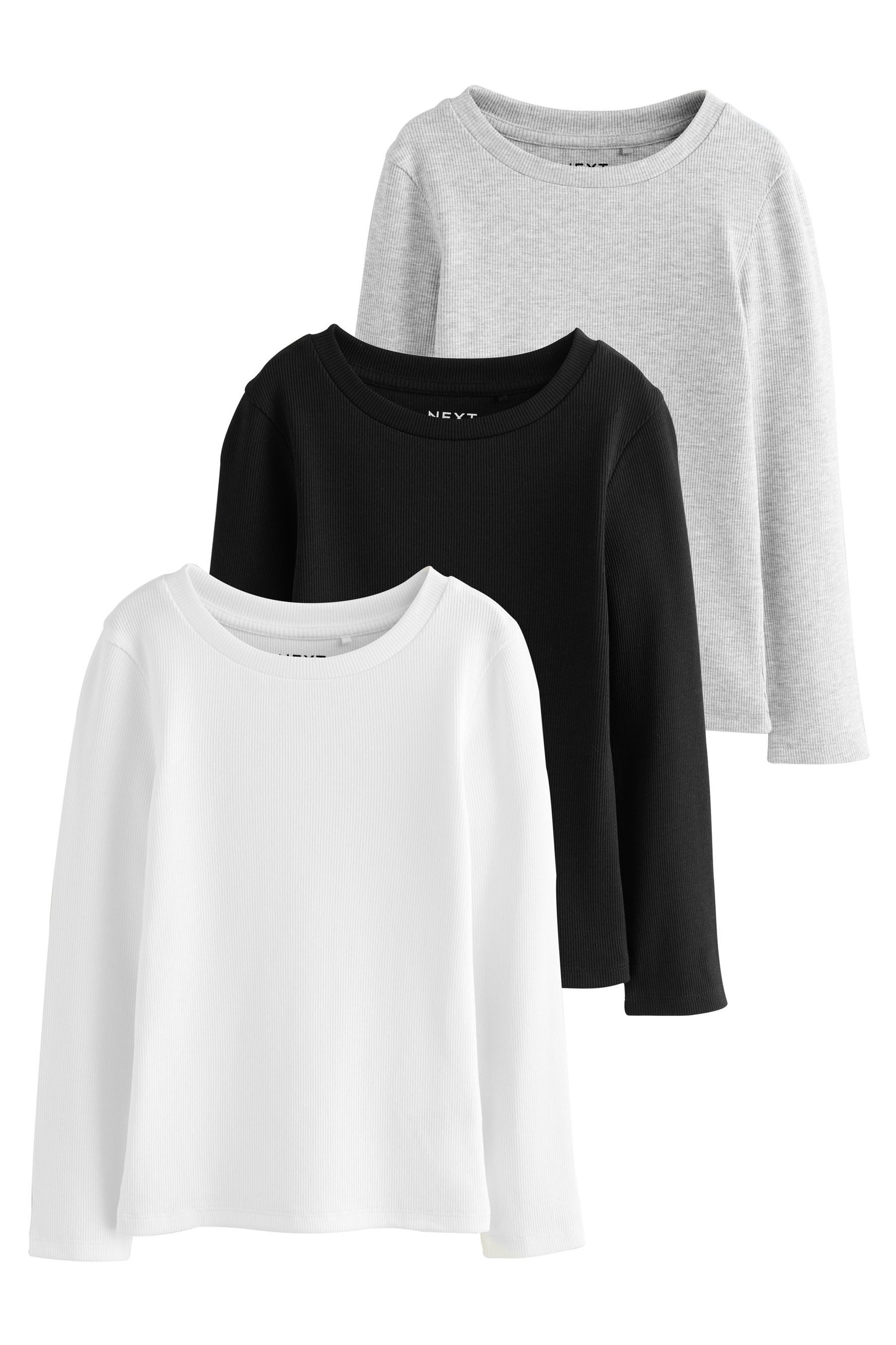 Langarmshirt 3er-Pack gerippte Langarmoberteile