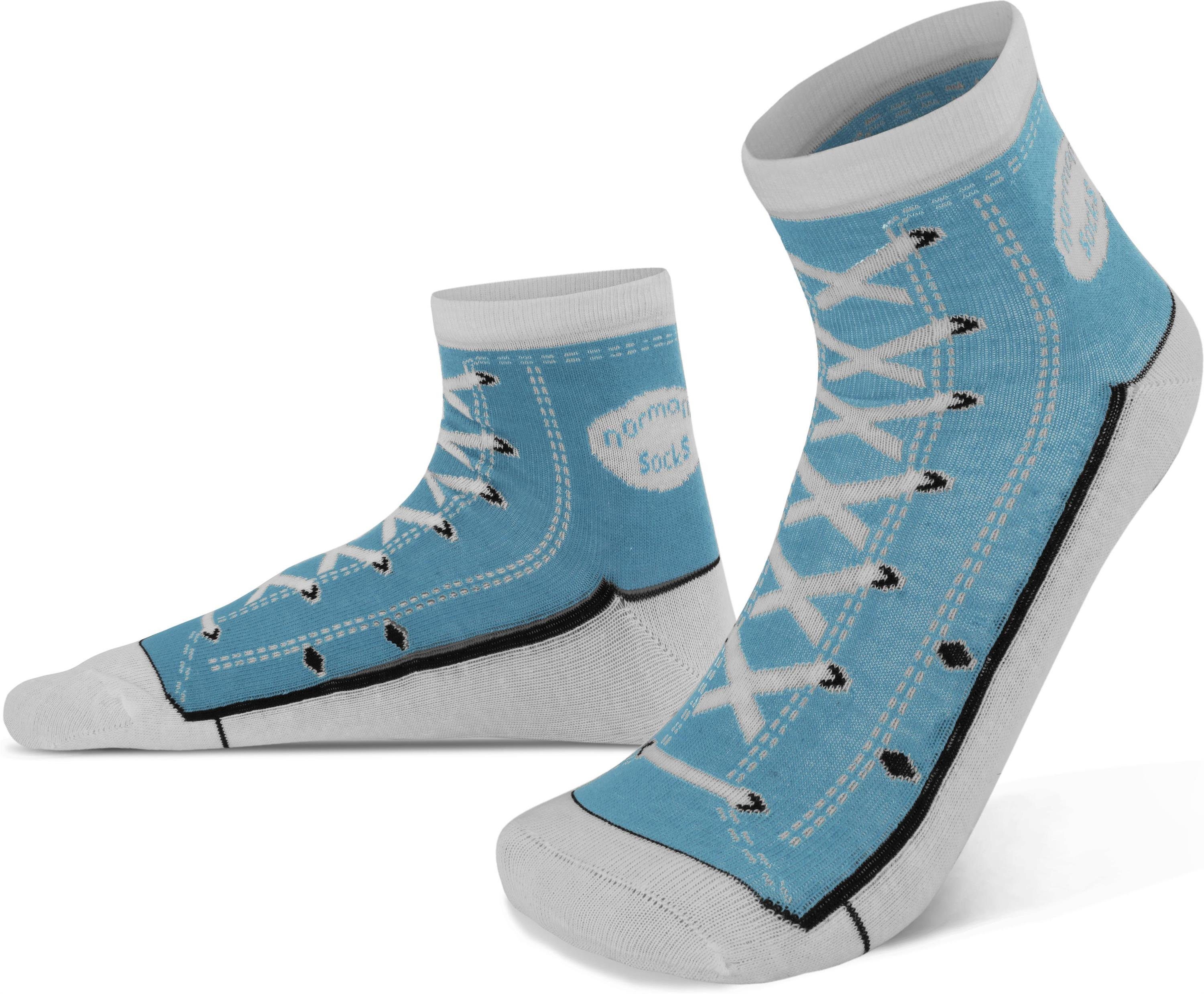 Basicsocken Sitz faltenfreier Hellblau (4er-Set, passgenauer, Paar Socken 4 Schuh-Design im Paar) normani 4