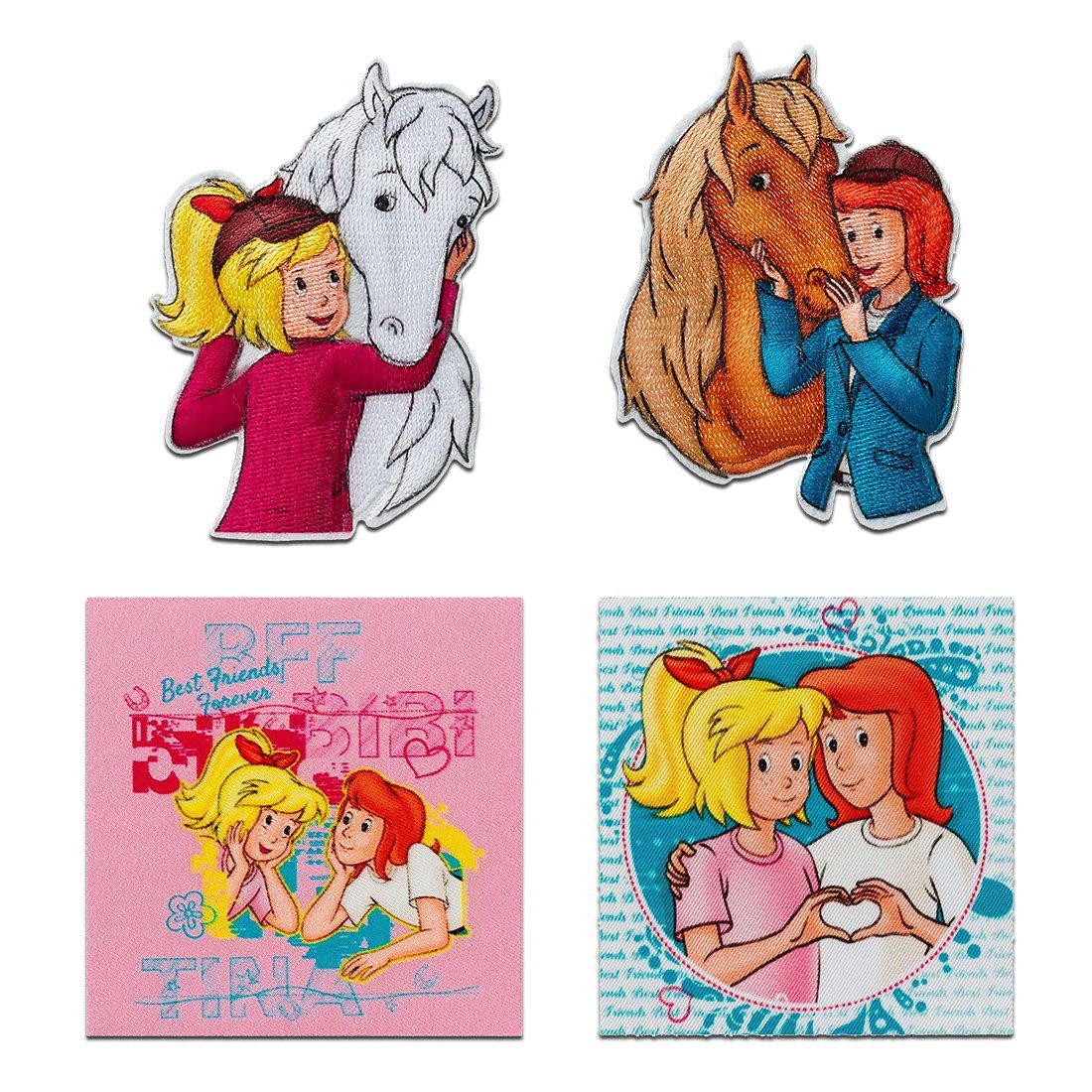 Mono-Quick Aufnäher Bügelbild, Aufbügler, Applikationen, Patches, Flicken, zum aufbügeln, Polyester, Bibi Set 4 Stück