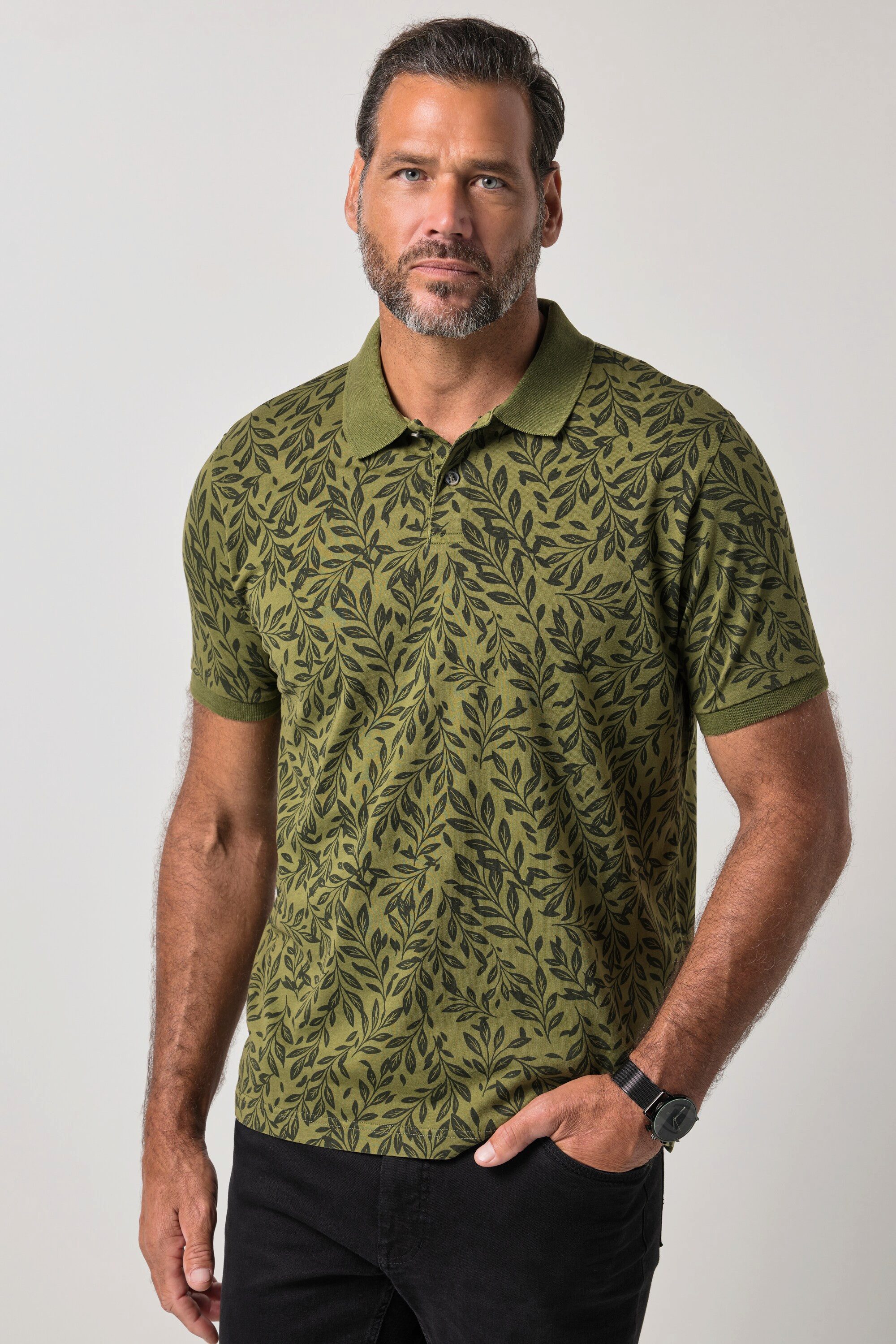 JP1880 Poloshirt Poloshirt Halbarm Jersey Muster Vintage Look