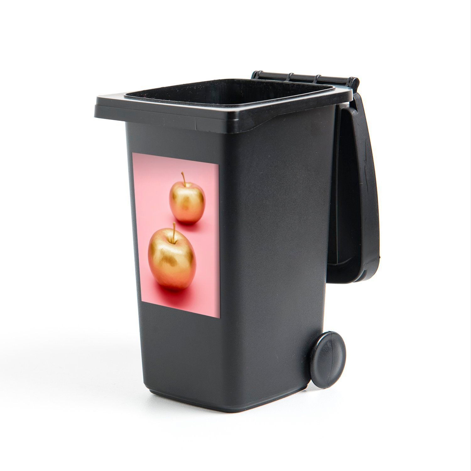 Stilleben Mülltonne, Sticker, Mülleimer-aufkleber, Gold (1 - - Apfel Wandsticker Abfalbehälter MuchoWow Container, St),