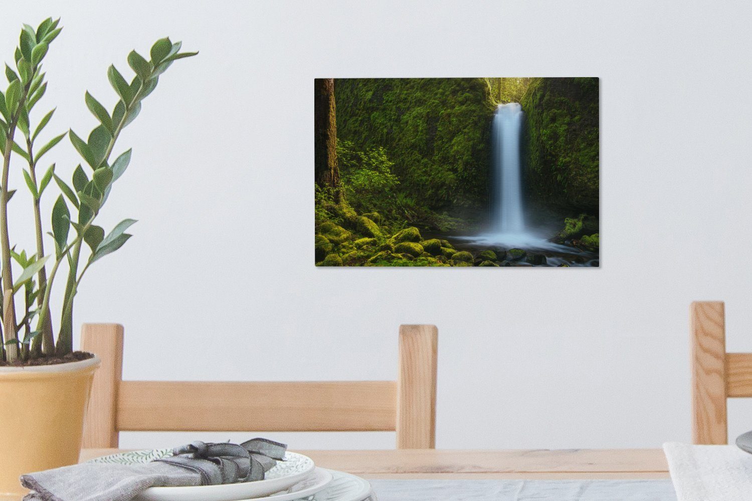 OneMillionCanvasses® Leinwandbild Wanddeko, Wandbild (1 bunt St), Natur, Aufhängefertig, cm Wasserfall - 30x20 Leinwandbilder, - Dschungel