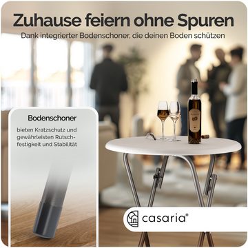 Casaria Stehtisch, 2er Set Klappbar Wetterfest Höhe 110cm Ø 60cm Holz Weiß Klapptisch