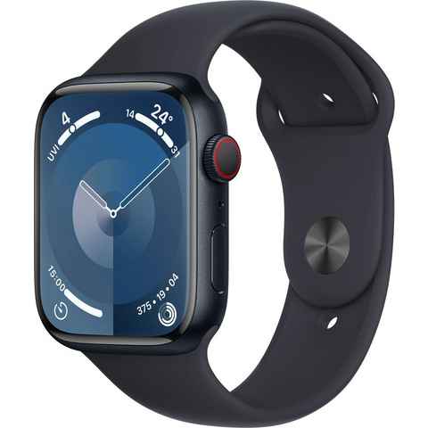 Apple Watch Series 9 GPS + Cellular 45mm Aluminium M/L Smartwatch (4,1 cm/1,77 Zoll, Watch OS 10), Sport Band