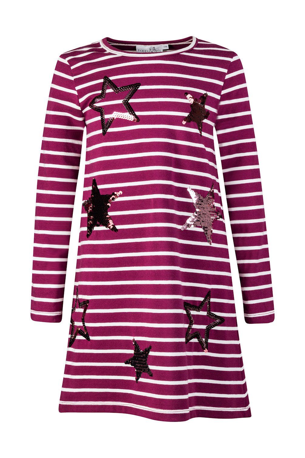 A-Linien-Kleid Happy girls Kleid Langarm Jerseykleid Pailletten Sterne berry