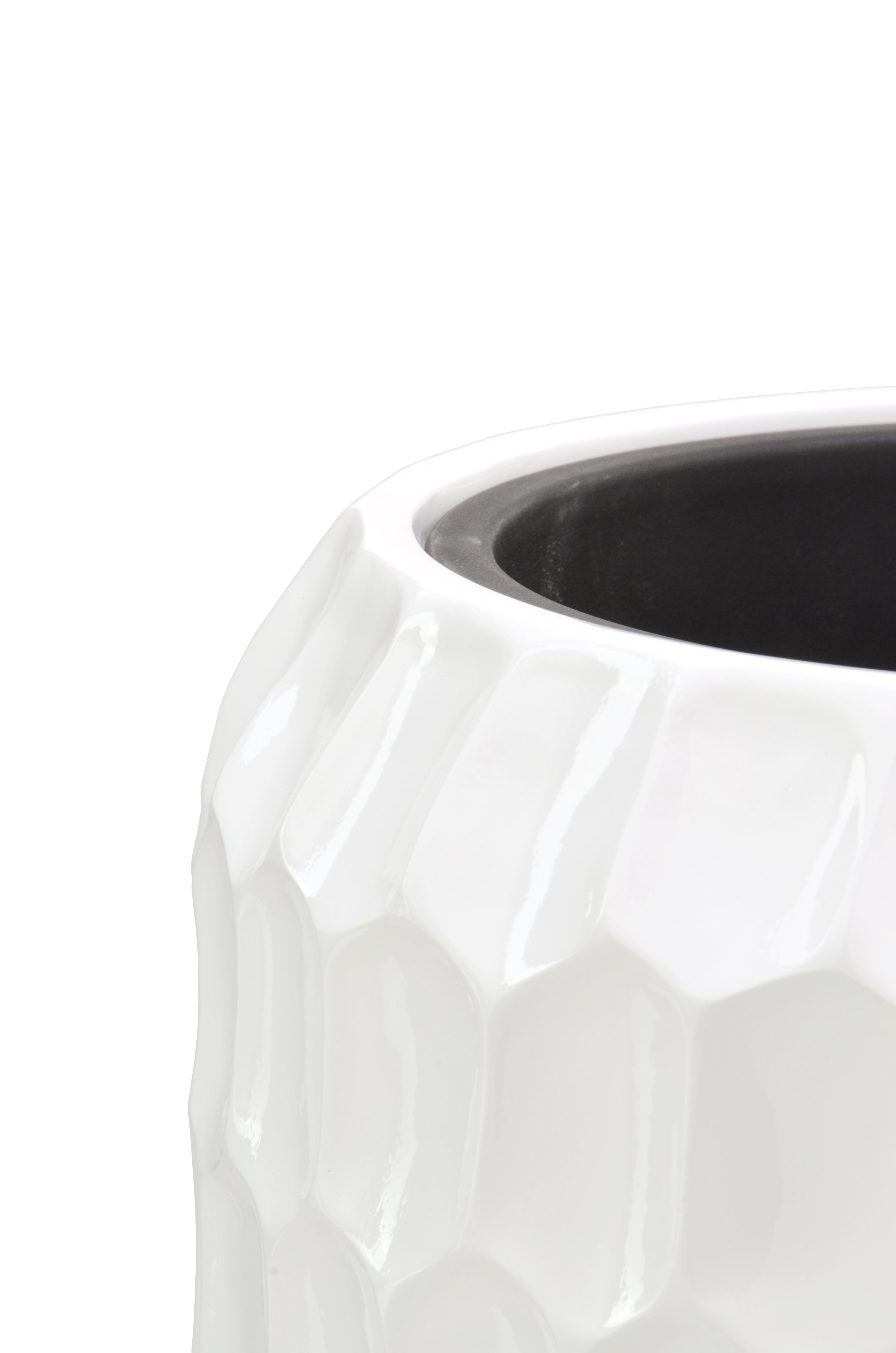 Flingora Bodenvase Celice, mit Einsatz - Fiberglas - Indoor & Outdoor - Weiß - Höhe 97 cm