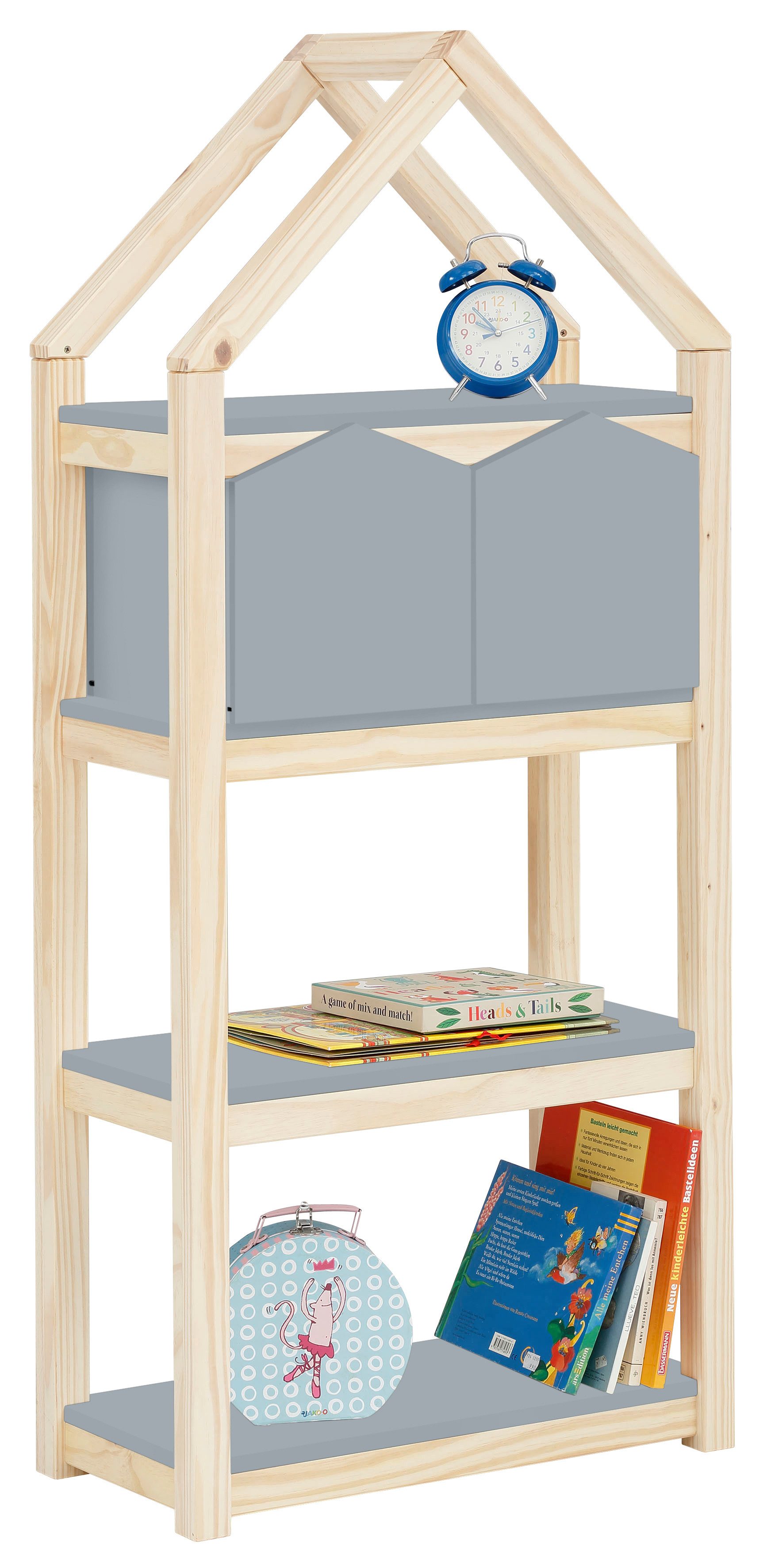Lüttenhütt Kinderregal Meentje, Bücherregal,2 Boxen, Einlegeböden und Boxen aus MDF, Breite 59,5 cm grau/natur | Babyregale
