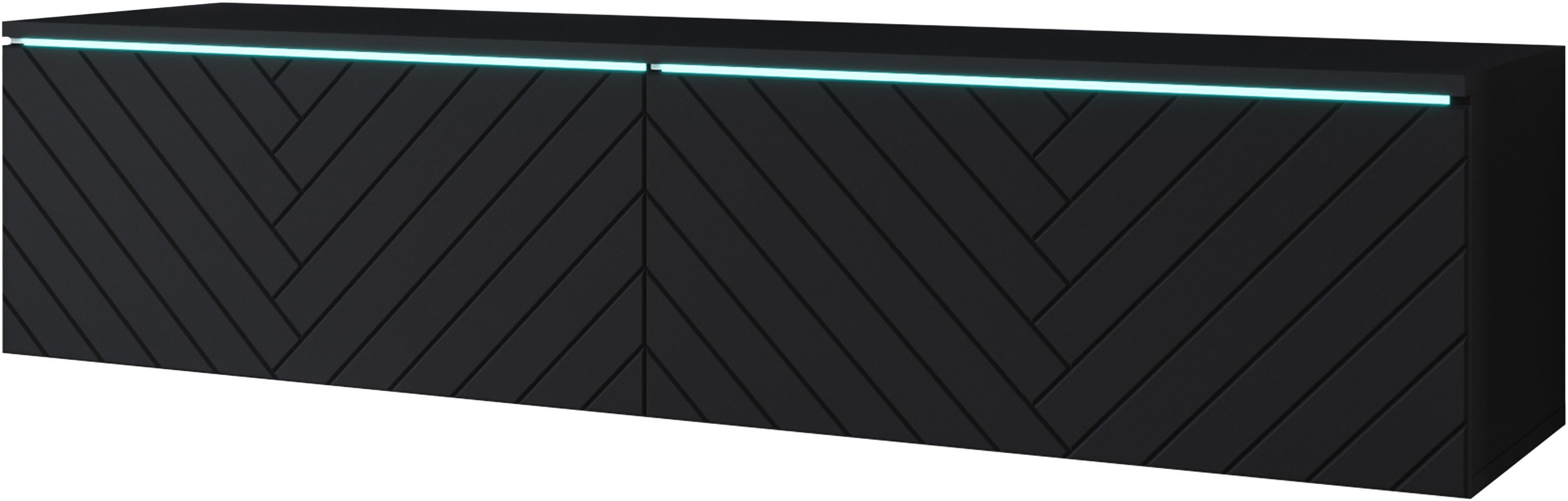 Home affaire Lowboard wahlweise mit oder ohne Beleuchtung (1 St), 140 cm TV-Board ohne Griffe, mit viel Stauraum, stehend und hängend