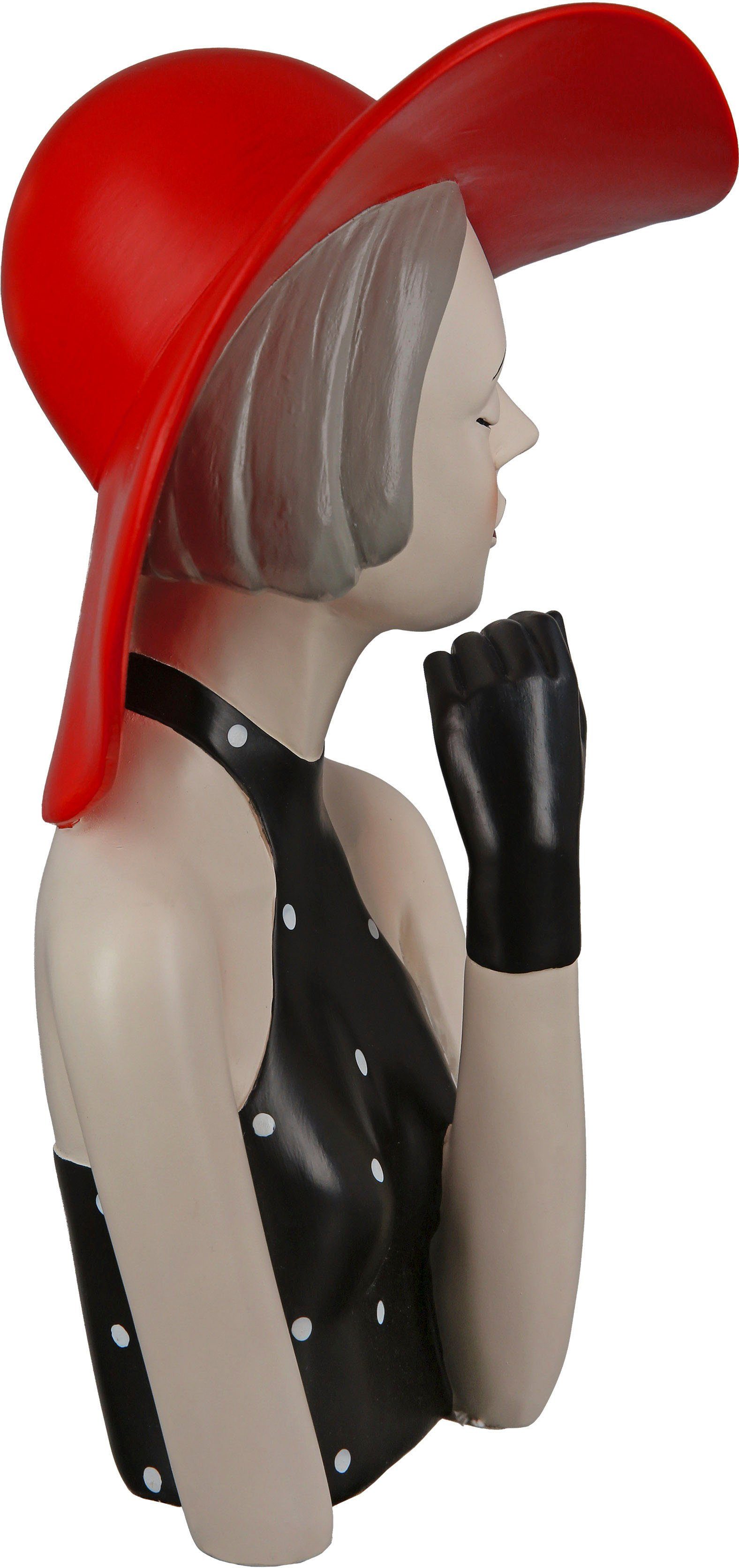 GILDE Dekofigur Figur Lady mit rotem Hut (1 St), Gepunktetes Kleid im 50er-Jahre-Stil, Skulptur – Bild 4 von 4