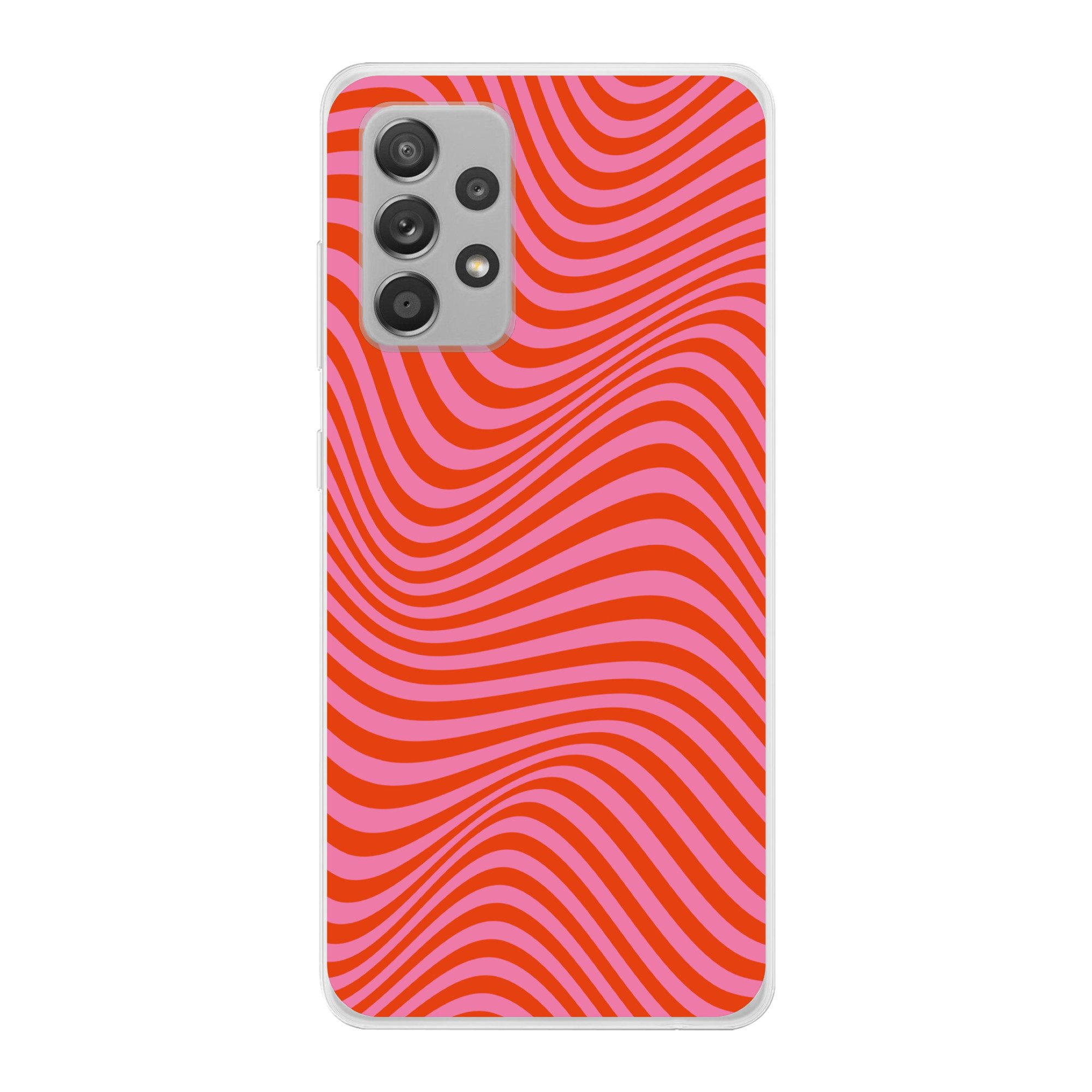 MuchoWow Handyhülle für Samsung Galaxy A53 Wellenförmiges Muster - Rot - Rosa - Linien, Smartphone-Bumper, Print, Handy Schutzhülle Dünn