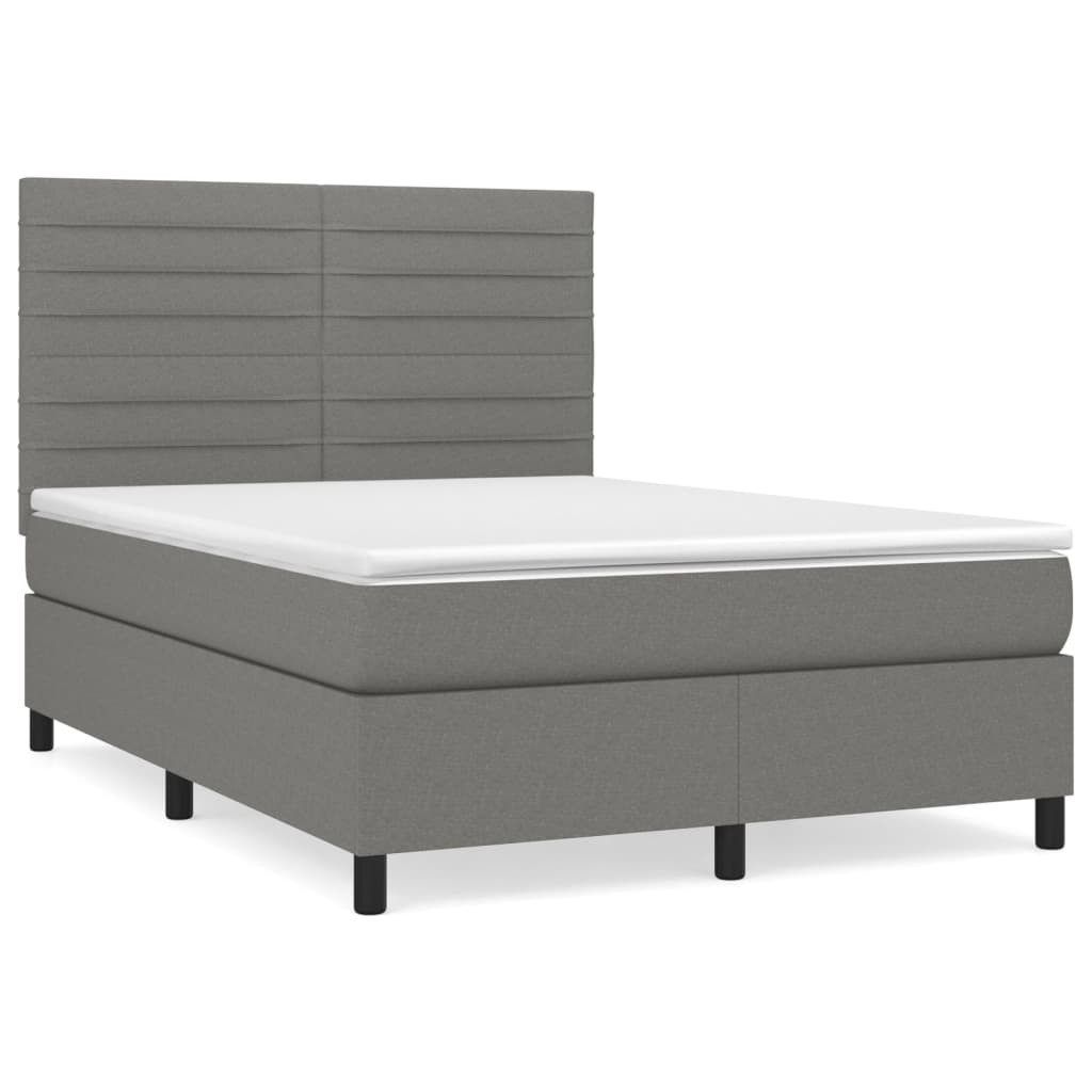 vidaXL Bett Boxspringbett mit Matratze Dunkelgrau günstig online kaufen