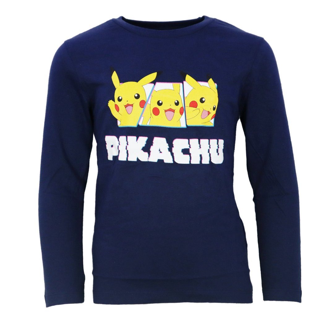POKÉMON Langarmshirt Pokemon Pikachu Kinder langarm T-Shirt 100% Baumwolle Gr. 116 bis 158