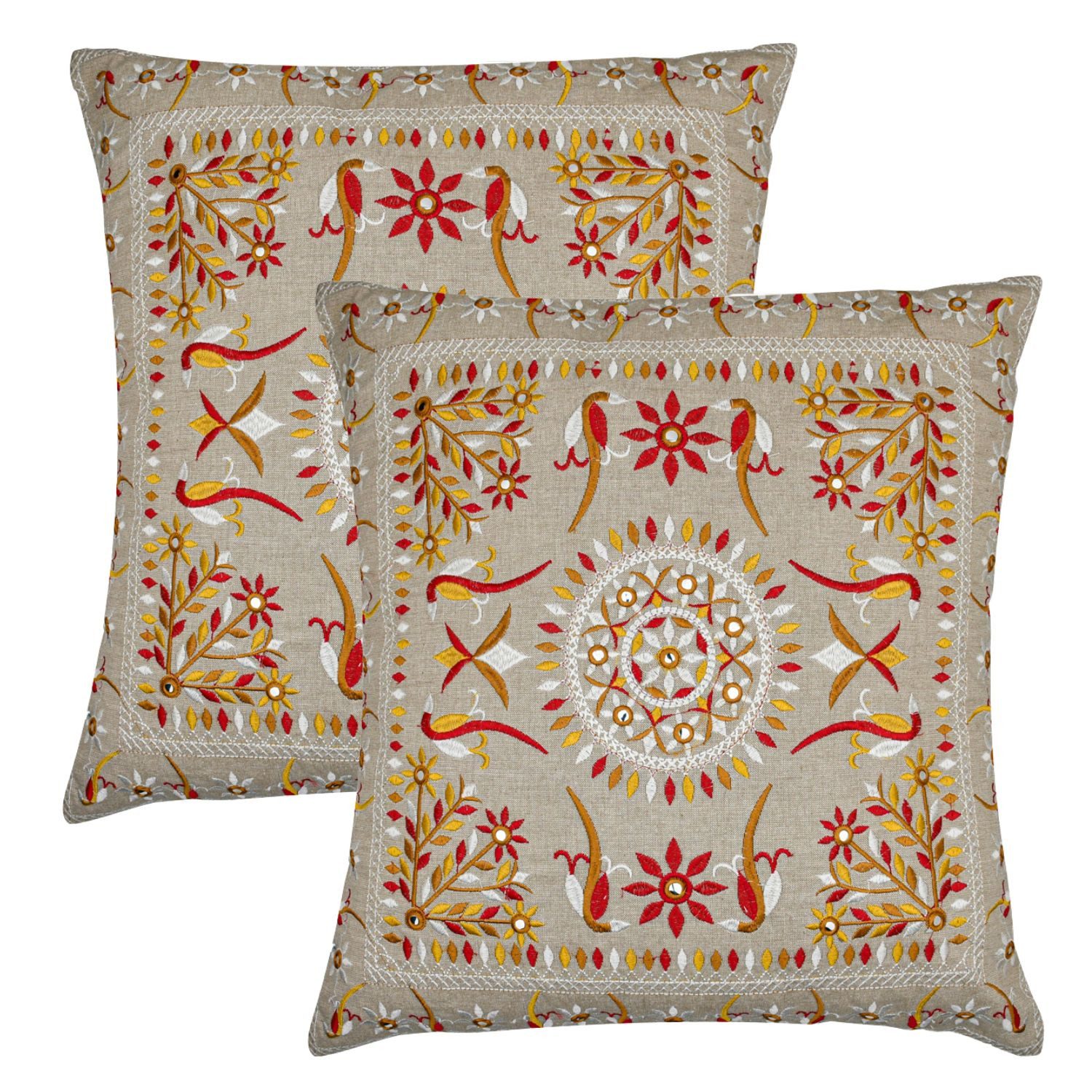 Marrakesch Orient & Mediterran Interior Zierkissen 2er Set Подушкиbezug Handgefertigt Lodge Rot 40x40cm, Boho Deko
