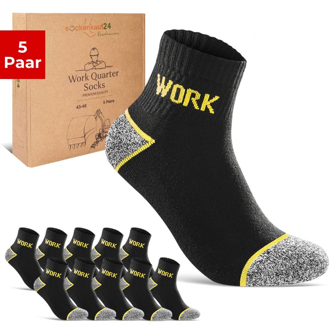Arbeitssocken Herren Kurze WORK Quarter Socken mit verstärkter Ferse & Fußspitze