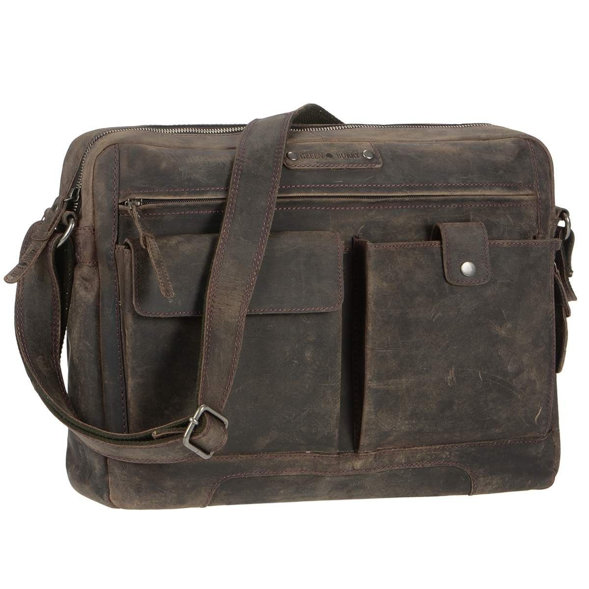 Greenburry Umhängetasche Vintage Revival, Schultertasche, Messengerbag, Herren, Damen, rustikales Vintage Leder