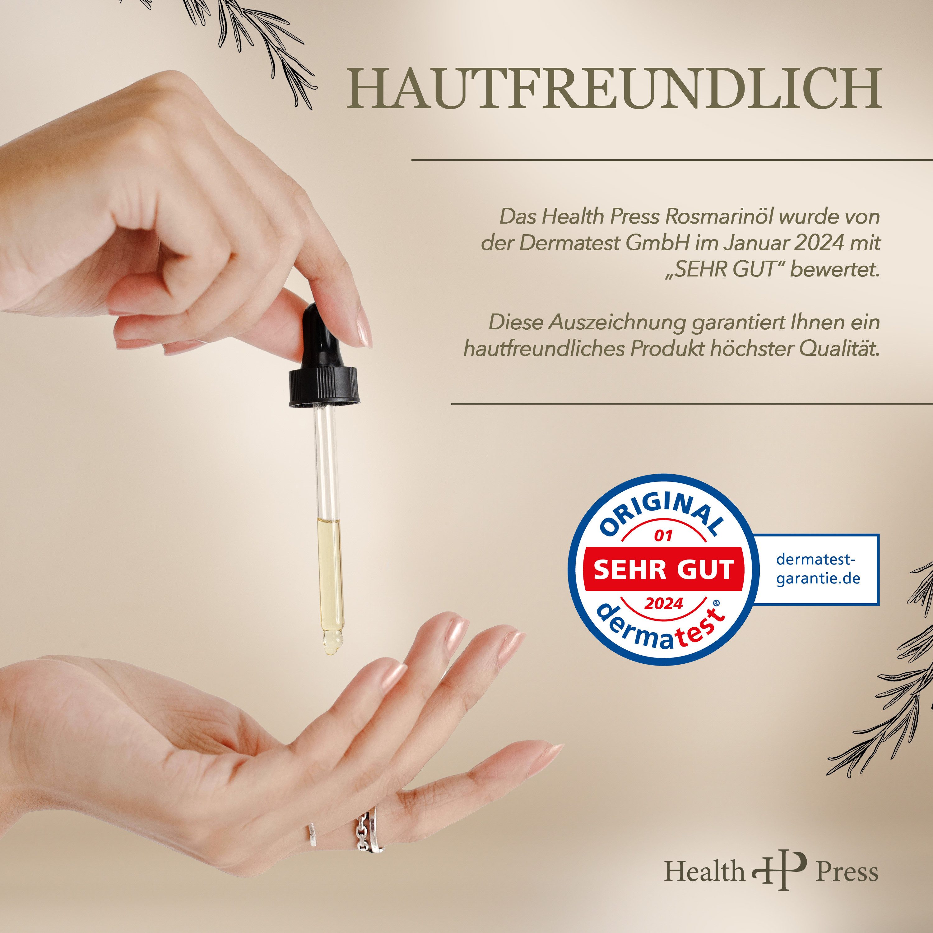 Health Press Haaröl Rosmarinöl 60ml, Dermatologisch getestet