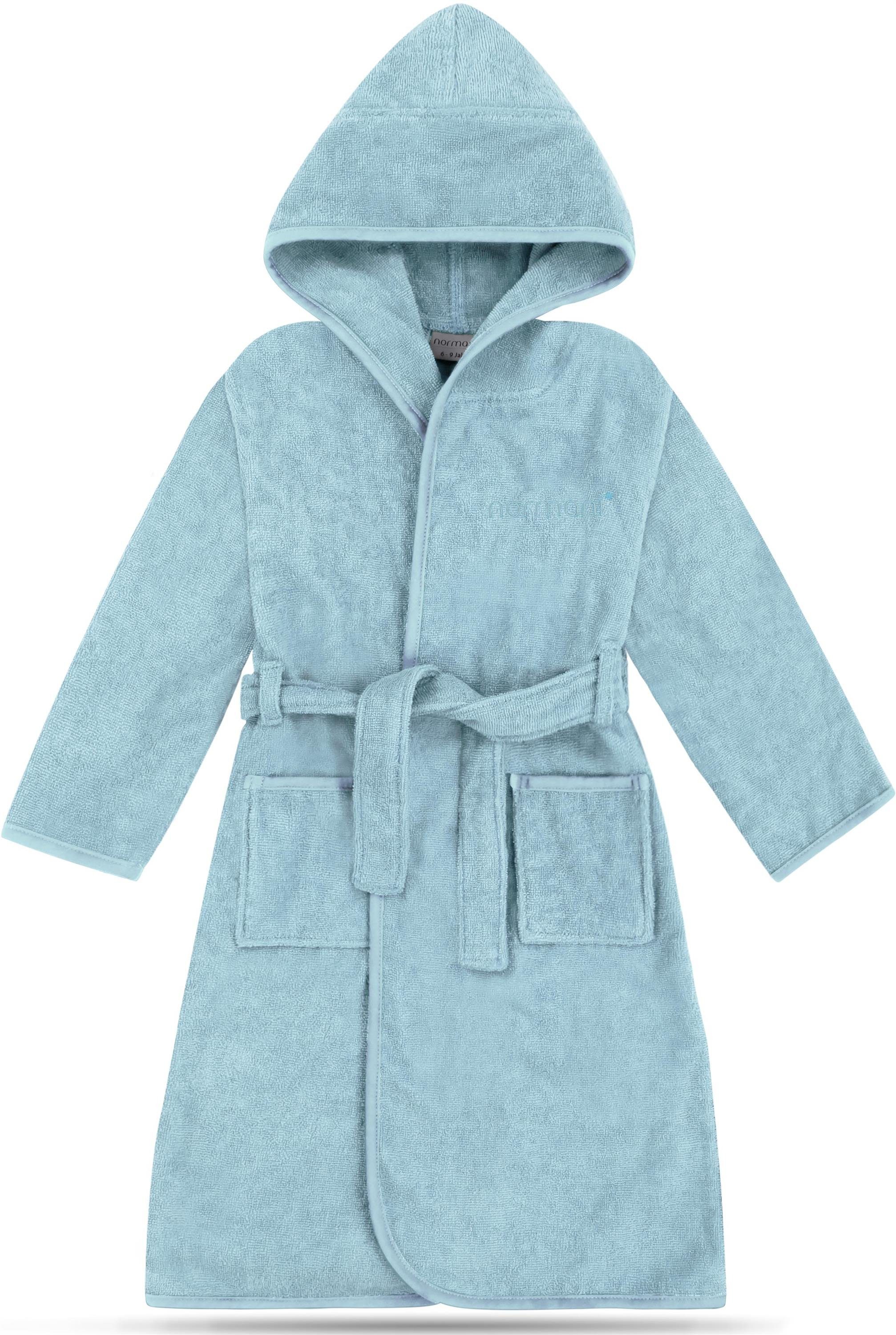 normani Kinderbademantel Kinder Bademantel aus Bio-Baumwolle Ljubljana, Bio-Baumwolle, Kapuze, Bindegürtel, Kinderbademantel aus weichem und schadtsofffreiem Material