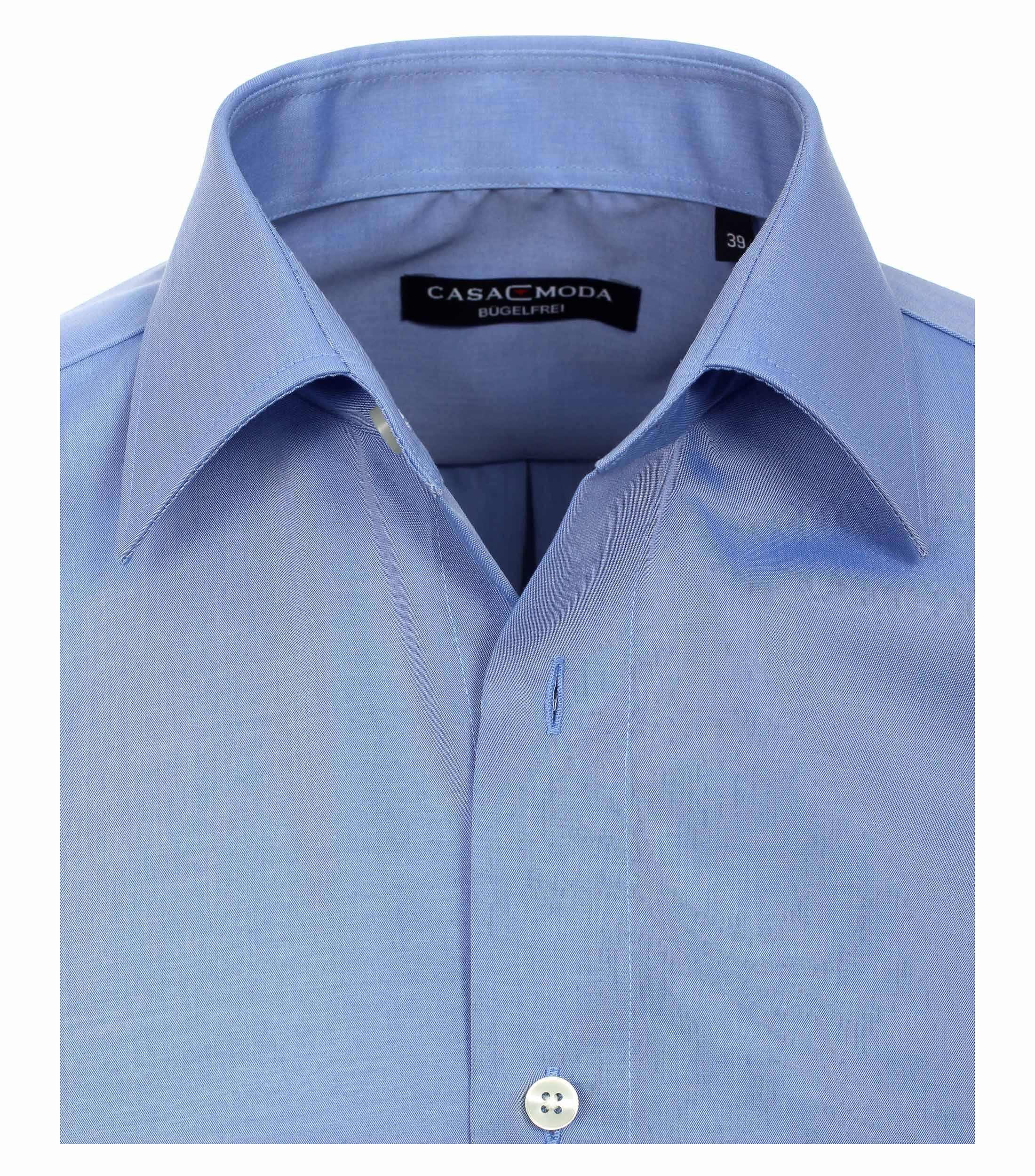 CASAMODA Businesshemd Herren Hemd extra langer Arm 69cm Langarm Hemd uni regular fit, blau HL28, 43