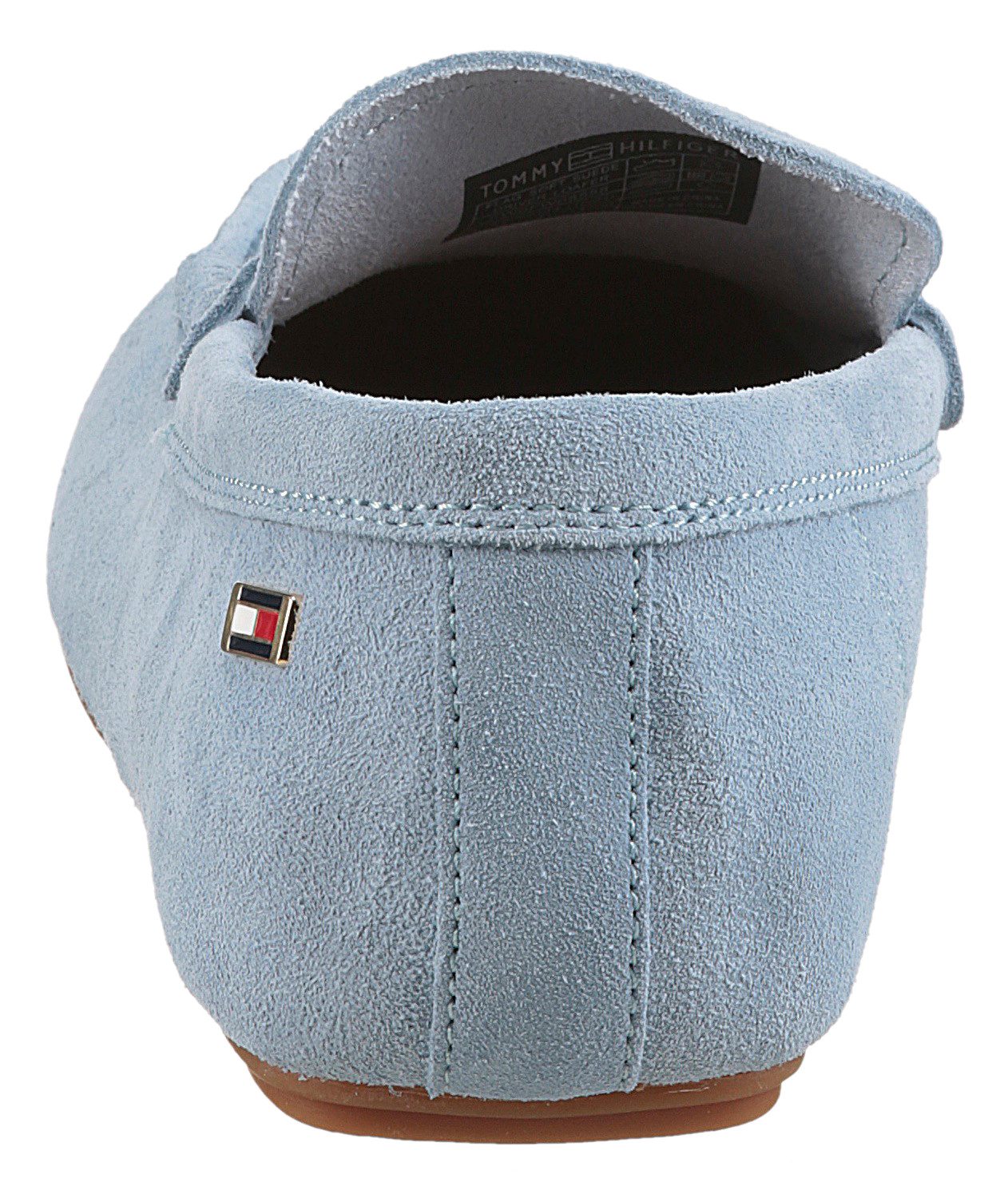 Tommy Hilfiger FLAG SOFT SUEDE DRIVER LOAFER Slipper, Schlupfschuh, Bequemschuh, Mokassin, Flats mit modischen Zierriegel