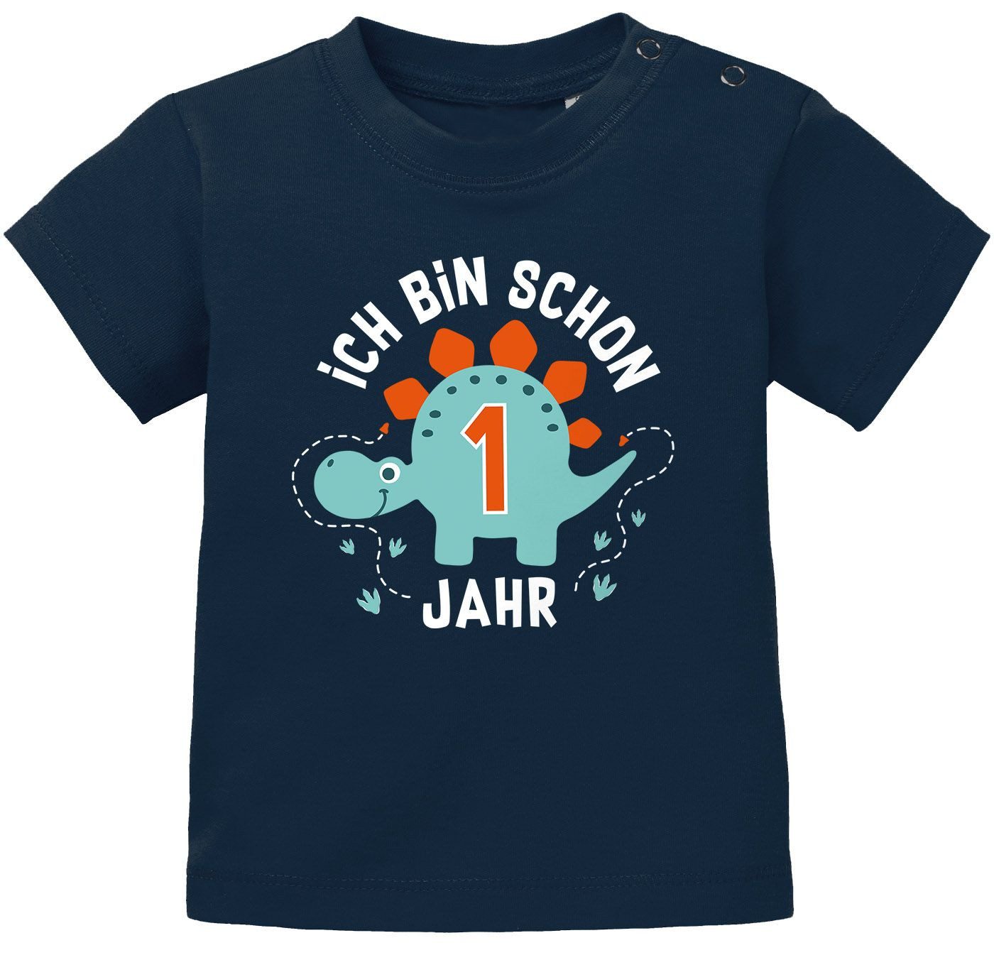 Print-Shirt Baby T-Shirt 1. Geburtstag Spruch Ich bin schon 1 Jahr Dinosaurier
