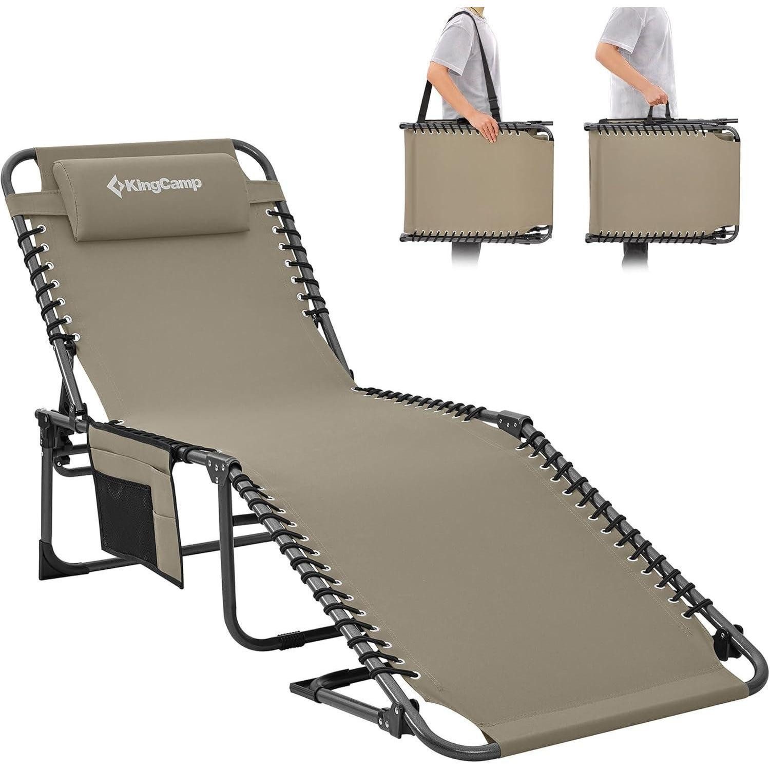 Multifunktionsliege Campingliege klappbar 5-Stufig verstellbar mit Kopfkissen Gartenliege