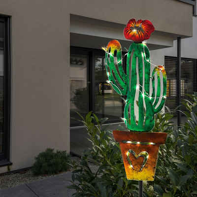 EGLO LED Solarleuchte, LED-Leuchtmittel fest verbaut, Warmweiß, LED Solar Außen Steck Leuchte Kaktus Design Garten Terrassen