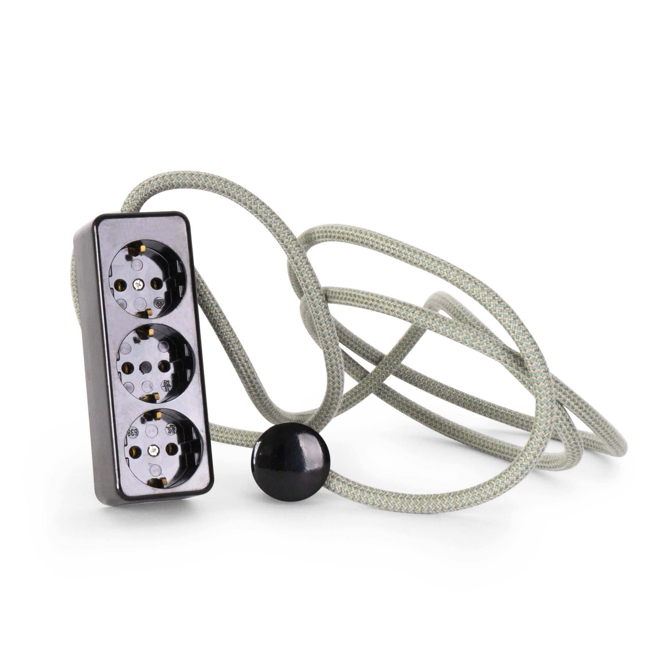 Relight 3-fach Textilkabel-Steckdosenleiste aus Duroplast (Bakelit-Optik) Steckdosenleiste 3-fach (Schutzkontaktstecker), Steckdosenleiste und Stecker aus Duroplast (Bakelit-Optik)