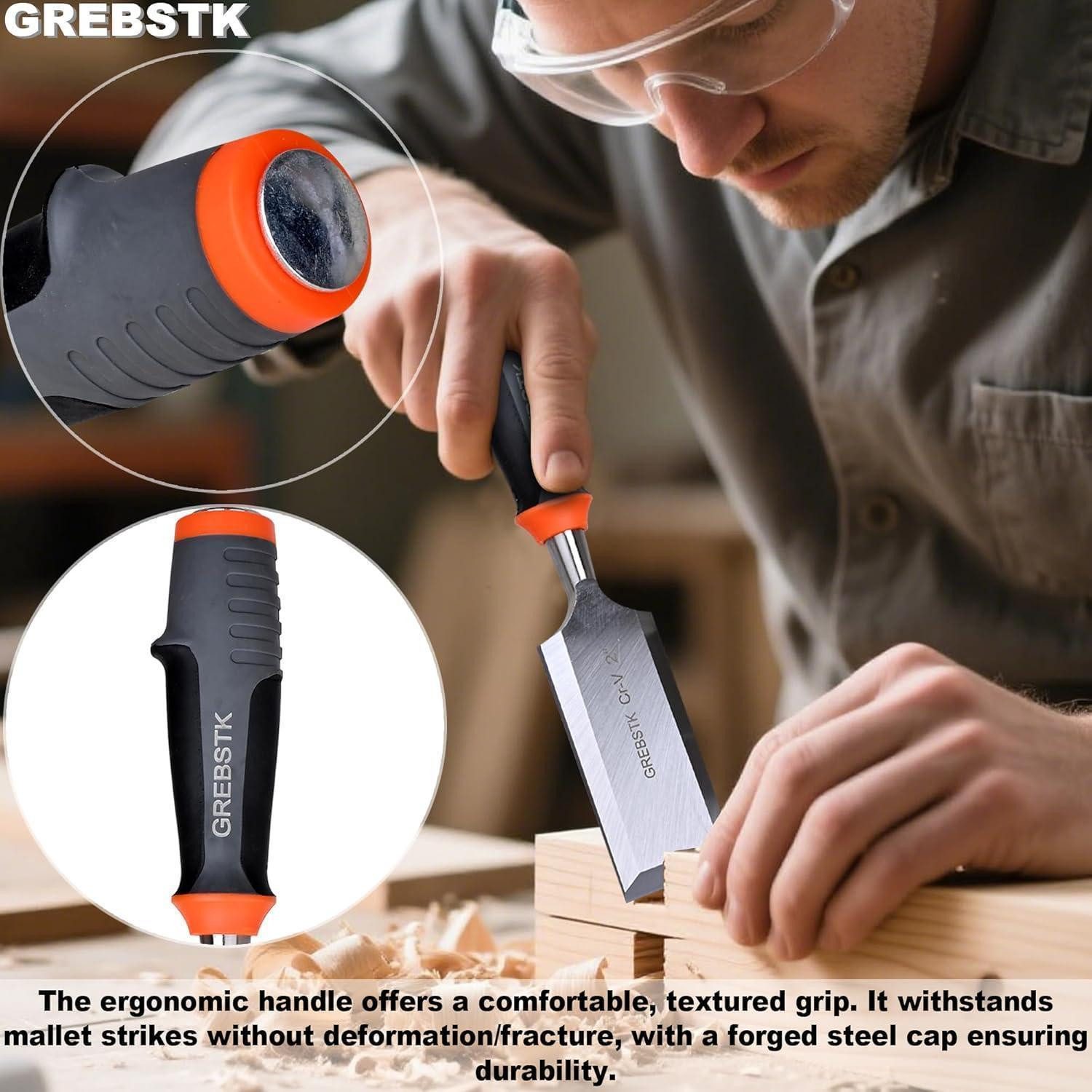 LuxusKollektion Flachmeißel Meißel 50 mm Cr-V-Stahl für Holz schlagfester PVC-Griff