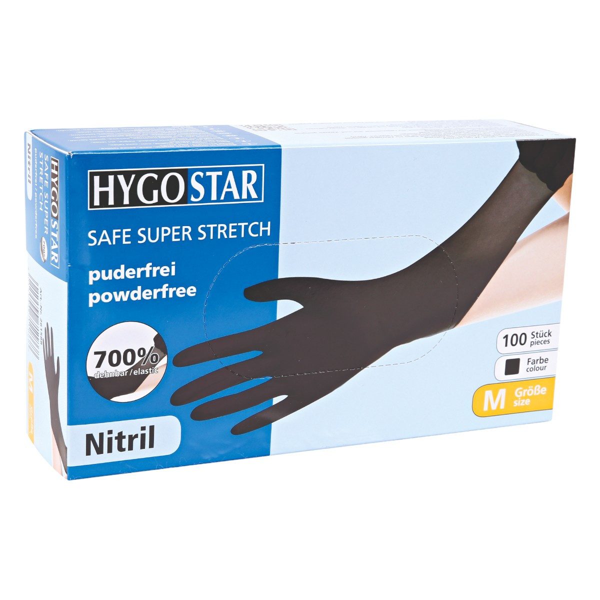 Franz Mensch Nitril-Handschuhe Hygostar "Safe Super Stretch", Schwarz, 100 günstig online kaufen