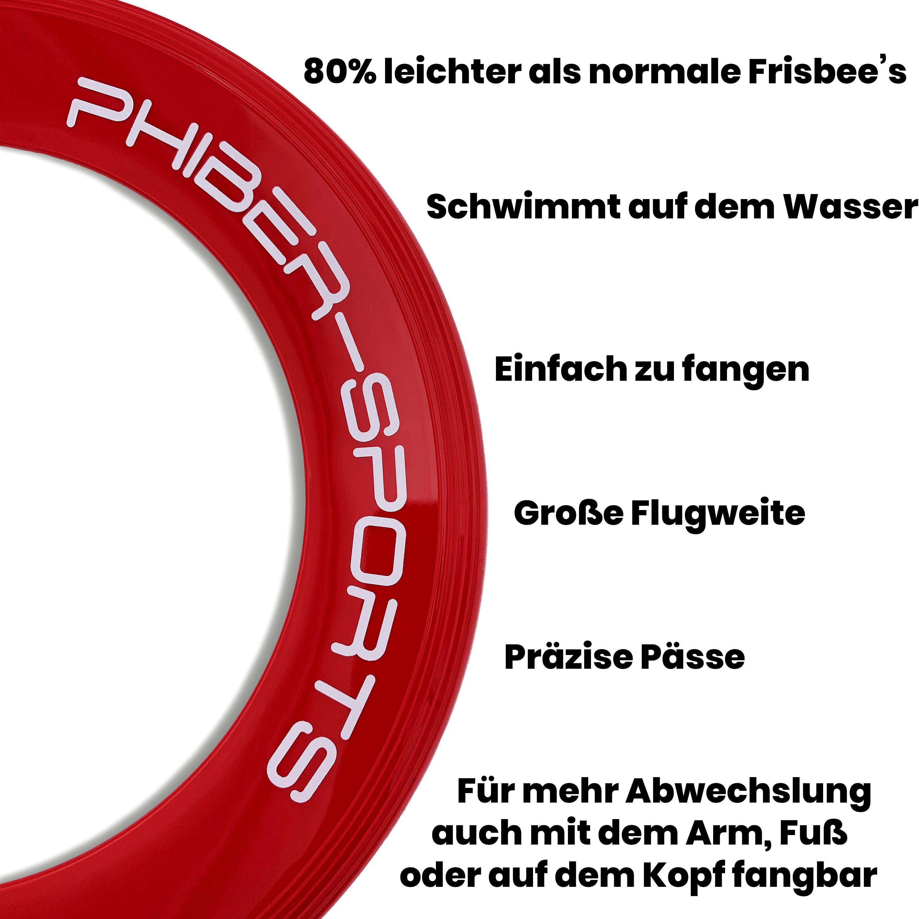 PHIBER-SPORTS Wurfscheibe PHIBER-SPORTS Wurfring 2er-Set - leichte Wurfringe - Einfach zu fangen (Set, 2-St., Doppelset: Blau & Rot), Auch für Strand & Wasser geeignet