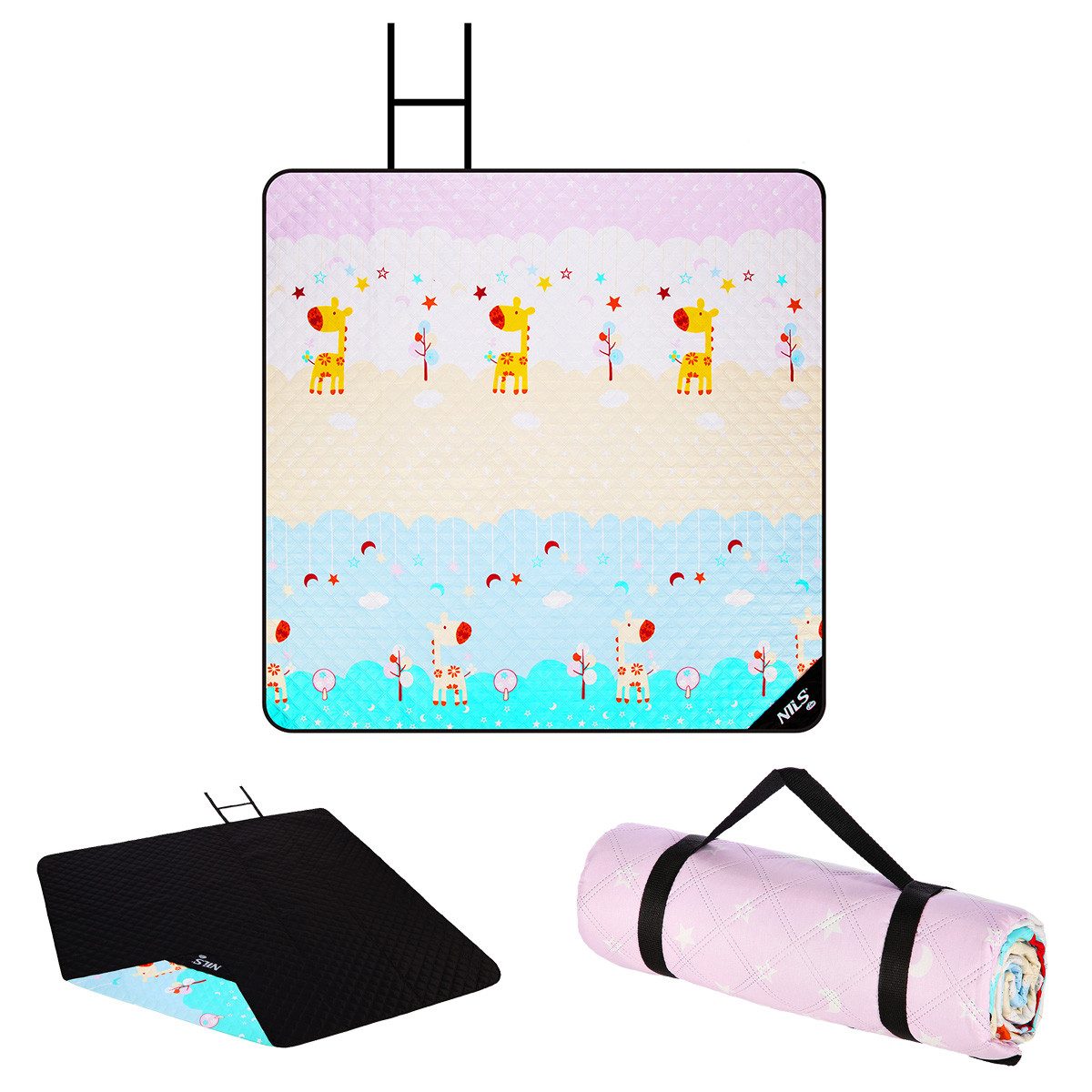 Picknickdecke NC8028 Giraffe 195 x 200 cm Outdoor Camping Strand Festival, NILS CAMP